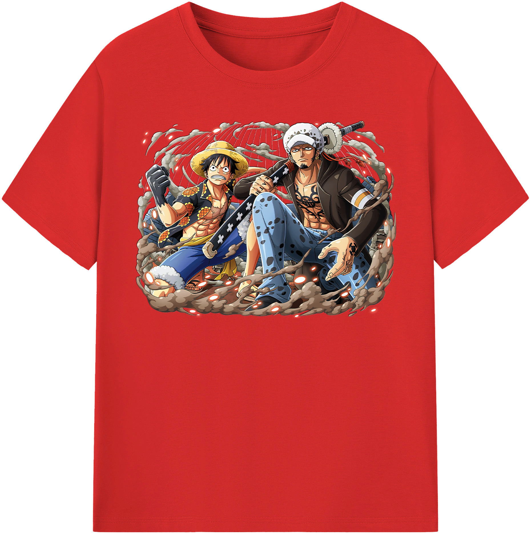 ワンピース モンキー・D・ルフィ ONE PIECE Monkey D. Luffy 綿100％半袖Tシャツ（フロントプリント）
