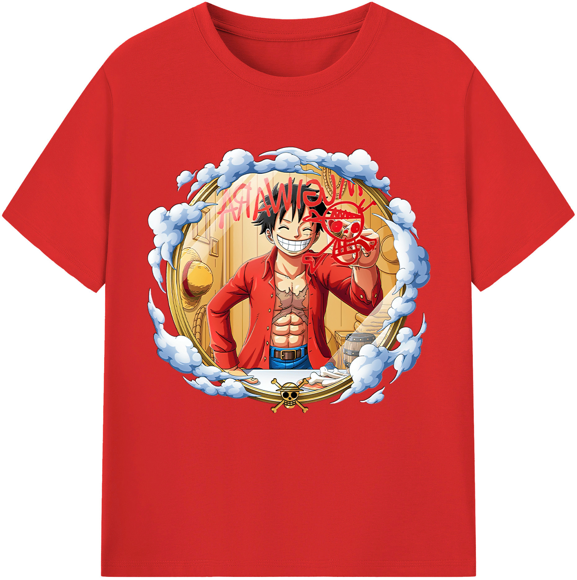 ワンピース モンキー・D・ルフィ ONE PIECE Monkey D. Luffy 綿100％半袖Tシャツ（フロントプリント）