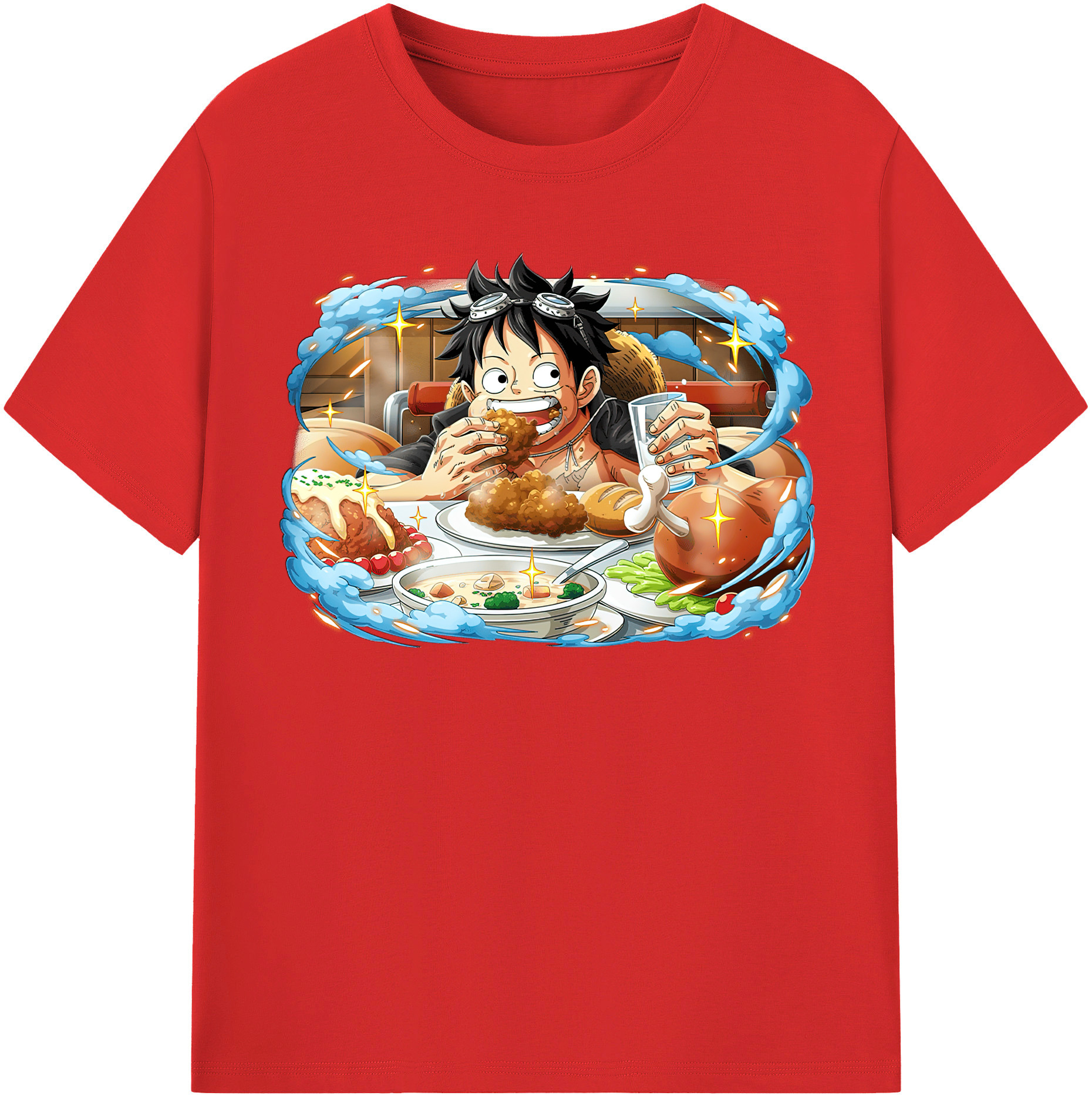 ワンピース モンキー・D・ルフィ ONE PIECE Monkey D. Luffy 綿100％半袖Tシャツ（フロントプリント）