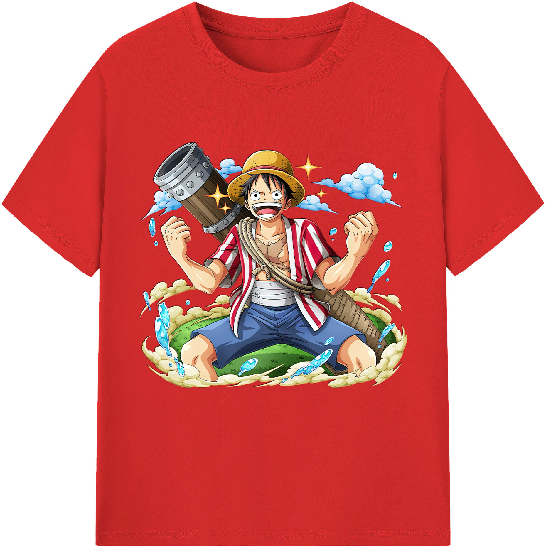 ワンピース モンキー・D・ルフィ ONE PIECE Monkey D. Luffy 綿100％半袖Tシャツ（フロントプリント）