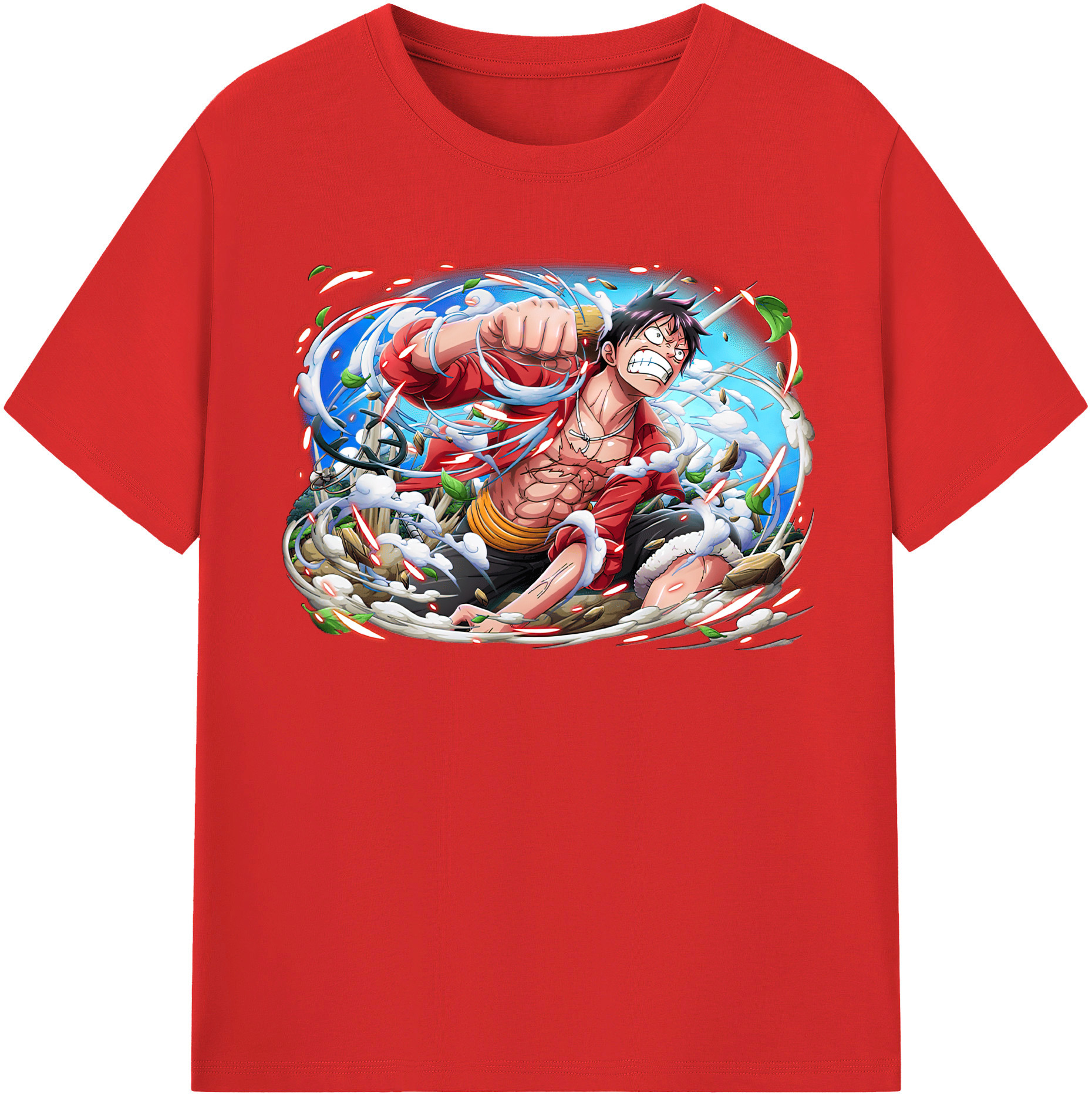 ワンピース モンキー・D・ルフィ ONE PIECE Monkey D. Luffy 綿100％半袖Tシャツ（フロントプリント）