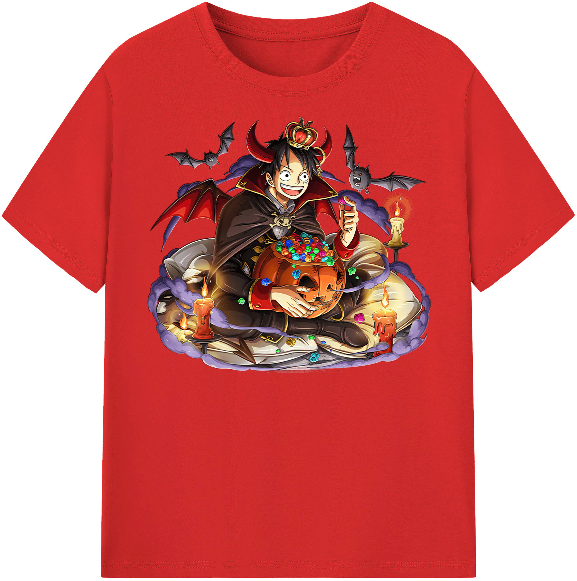 ワンピース モンキー・D・ルフィ ONE PIECE Monkey D. Luffy 綿100％半袖Tシャツ（フロントプリント）