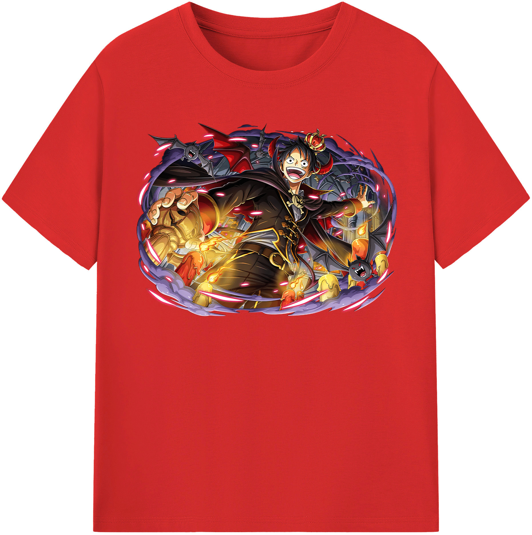 ワンピース モンキー・D・ルフィ ONE PIECE Monkey D. Luffy 綿100％半袖Tシャツ（フロントプリント）