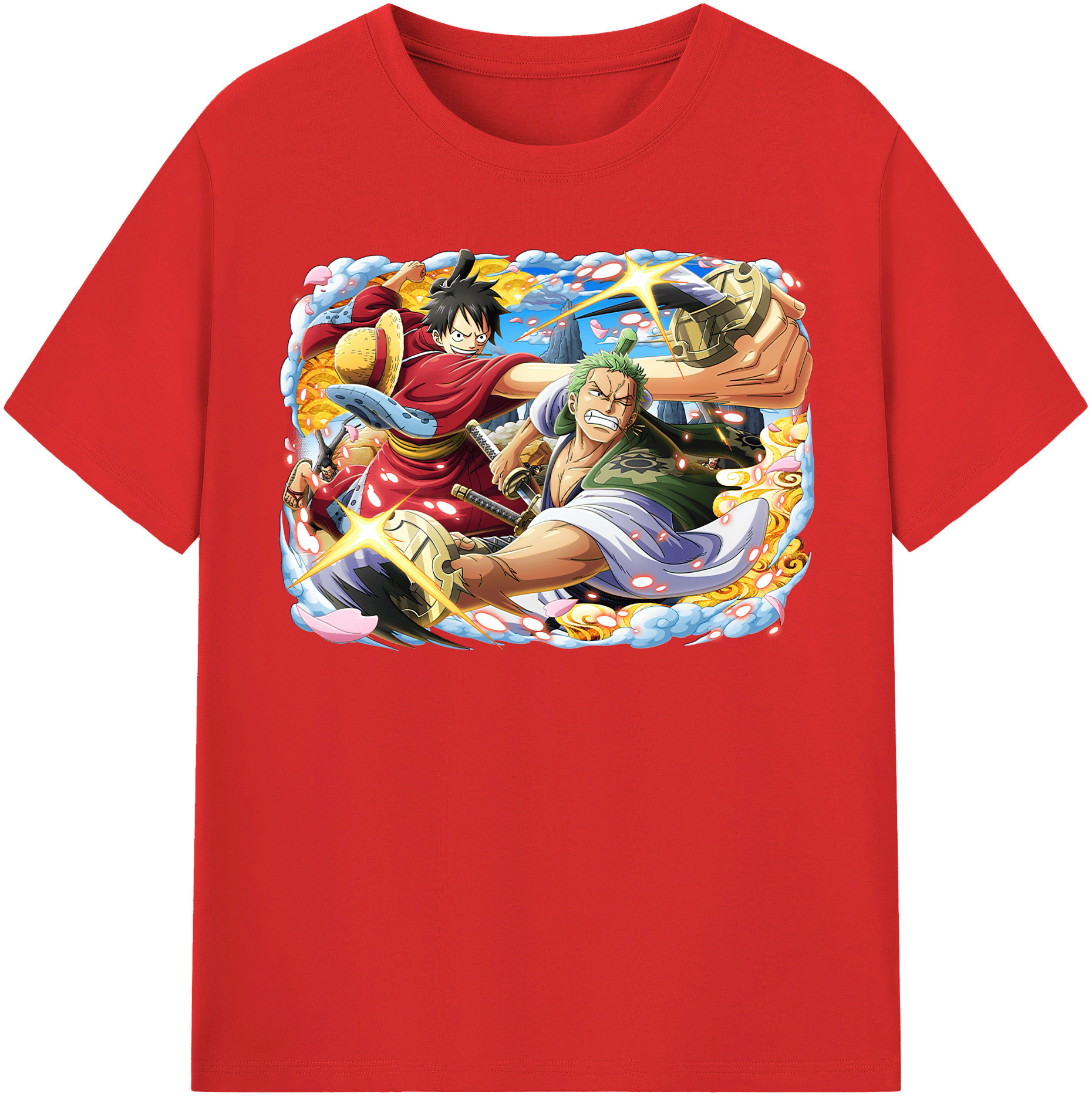 ワンピース モンキー・D・ルフィ ONE PIECE Monkey D. Luffy 綿100％半袖Tシャツ（フロントプリント）