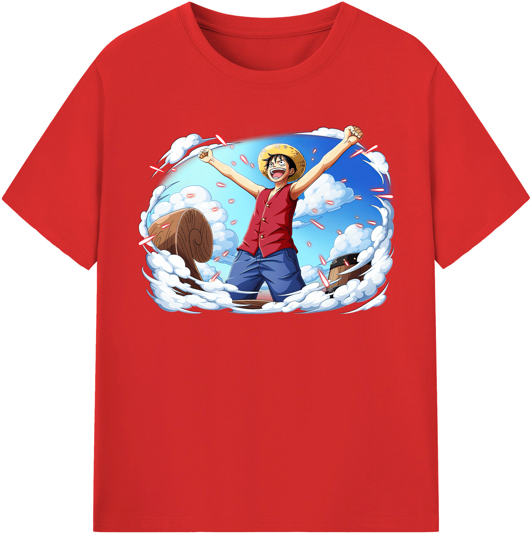 ワンピース モンキー・D・ルフィ ONE PIECE Monkey D. Luffy 綿100％半袖Tシャツ（フロントプリント）
