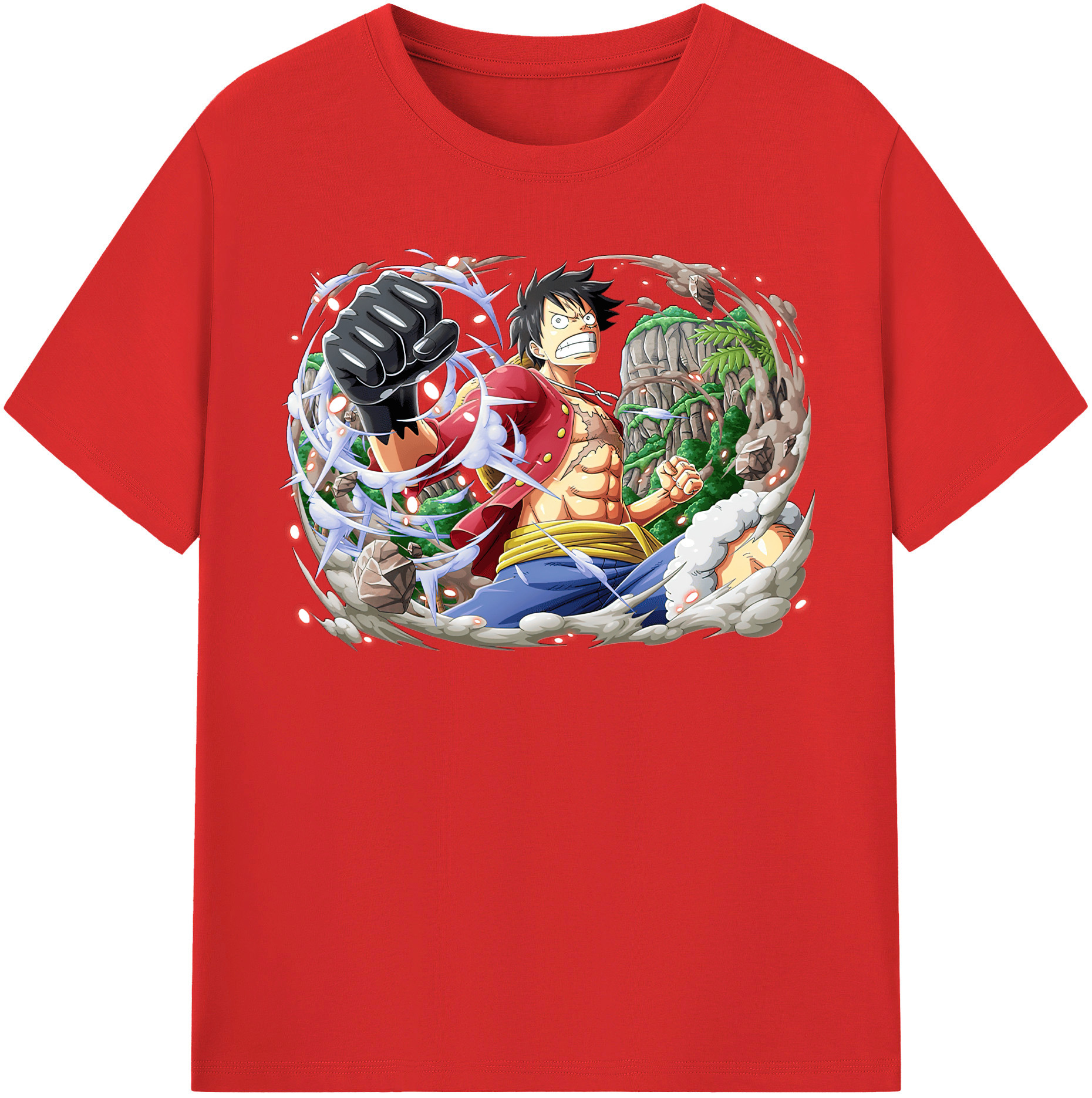 ワンピース モンキー・D・ルフィ ONE PIECE Monkey D. Luffy 綿100％半袖Tシャツ（フロントプリント）