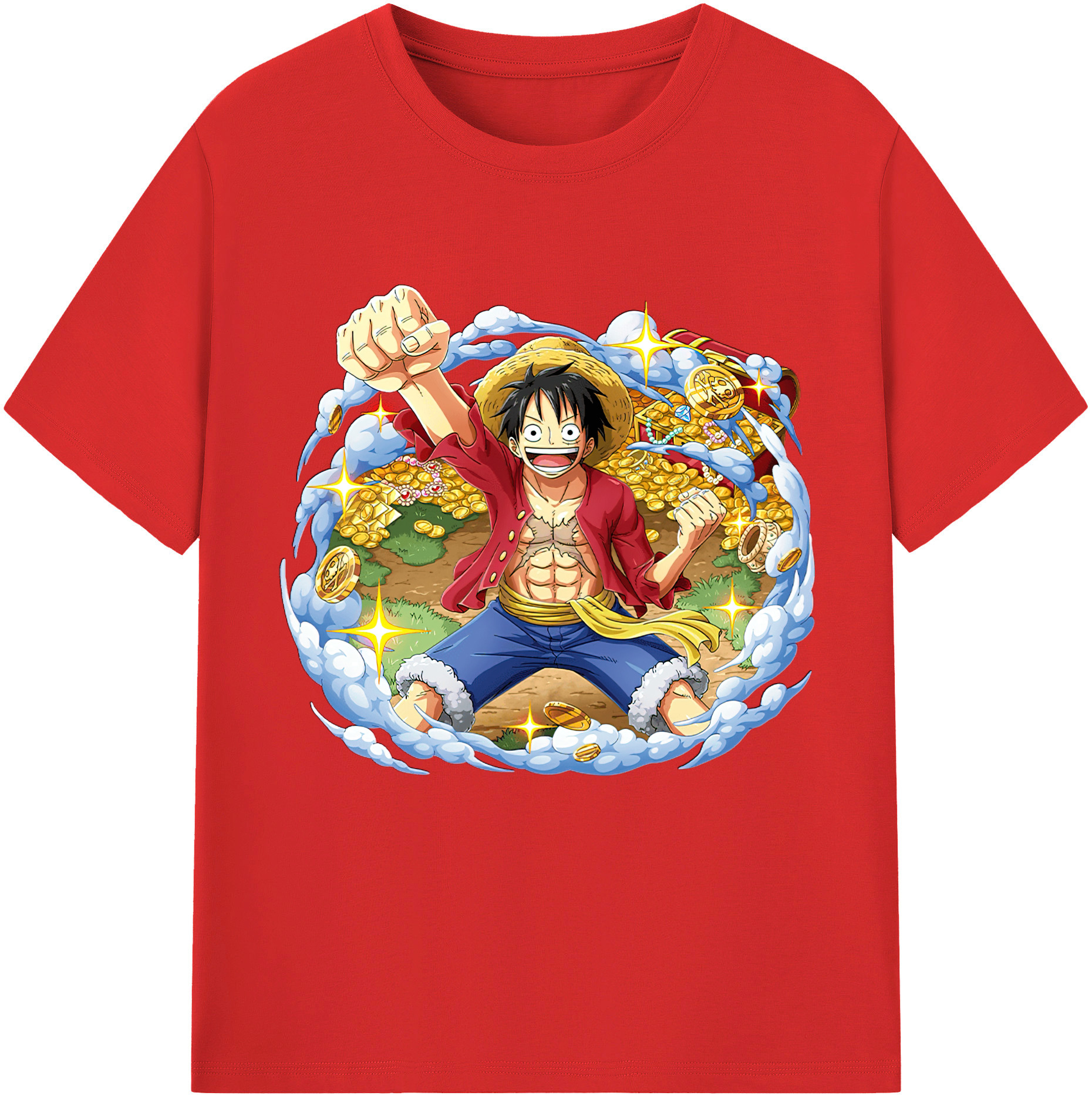 ワンピース モンキー・D・ルフィ ONE PIECE Monkey D. Luffy 綿100％半袖Tシャツ（フロントプリント）