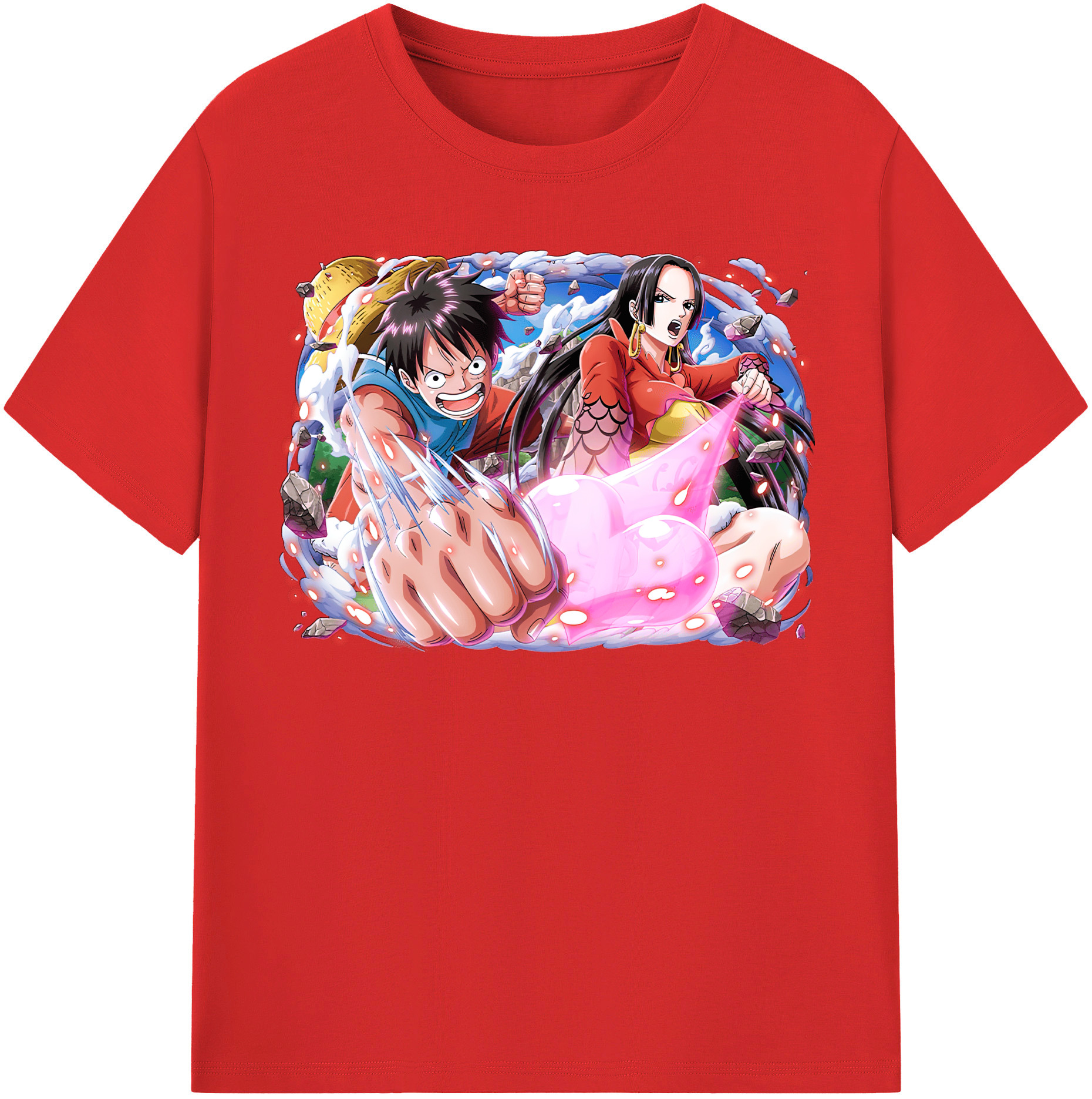 ワンピース モンキー・D・ルフィ ONE PIECE Monkey D. Luffy 綿100％半袖Tシャツ（フロントプリント）