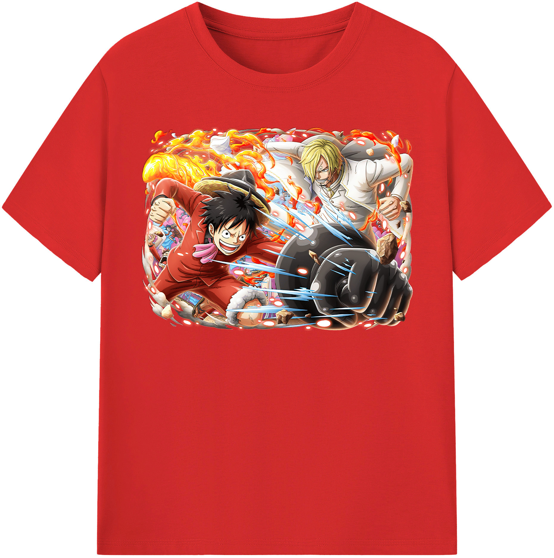 ワンピース モンキー・D・ルフィ ONE PIECE Monkey D. Luffy 綿100％半袖Tシャツ（フロントプリント）