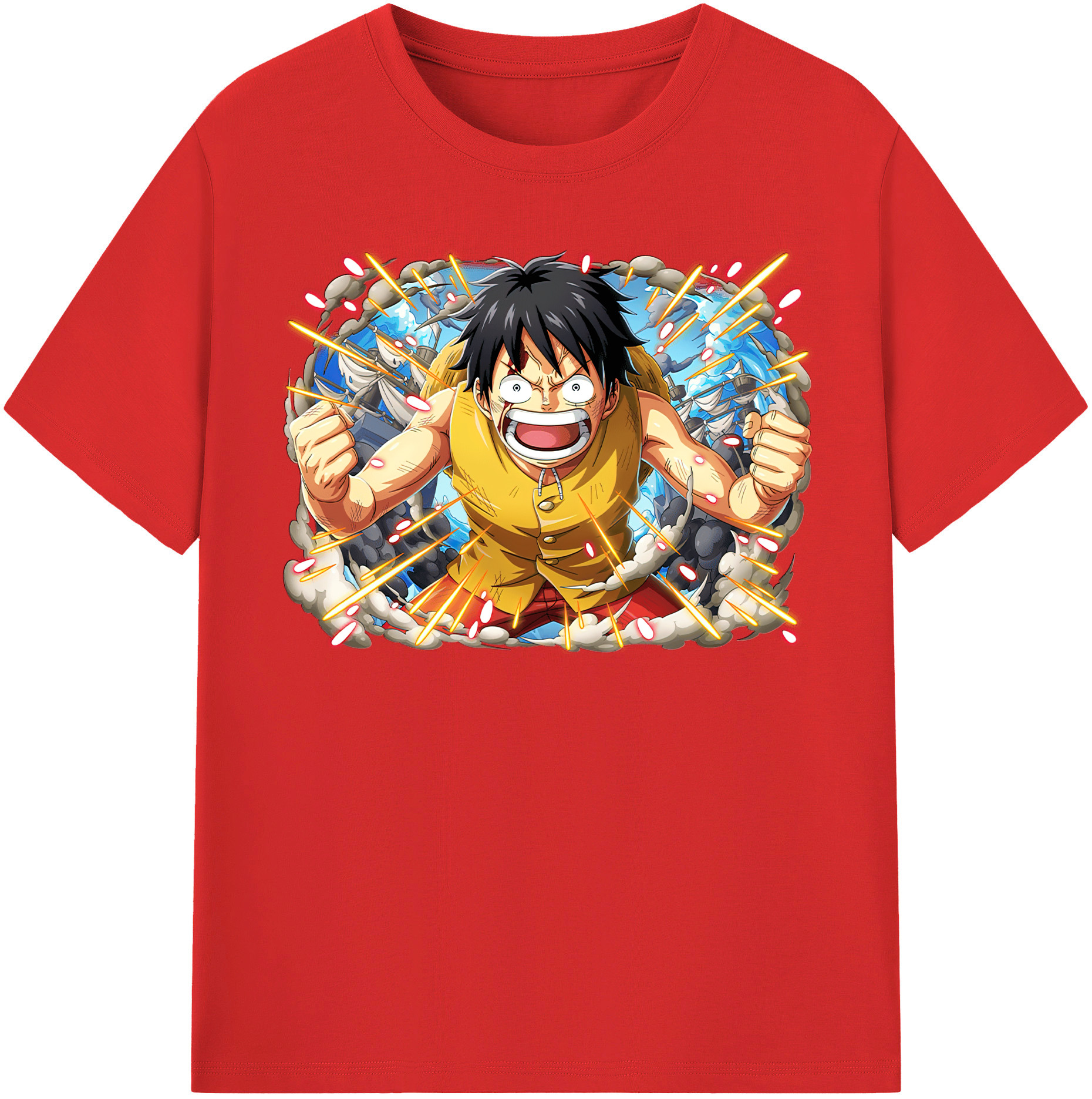ワンピース モンキー・D・ルフィ ONE PIECE Monkey D. Luffy 綿100％半袖Tシャツ（フロントプリント）