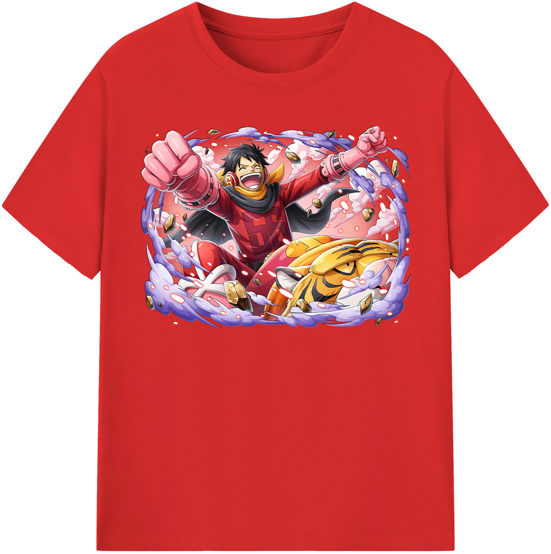 ワンピース モンキー・D・ルフィ ONE PIECE Monkey D. Luffy 綿100％半袖Tシャツ（フロントプリント）