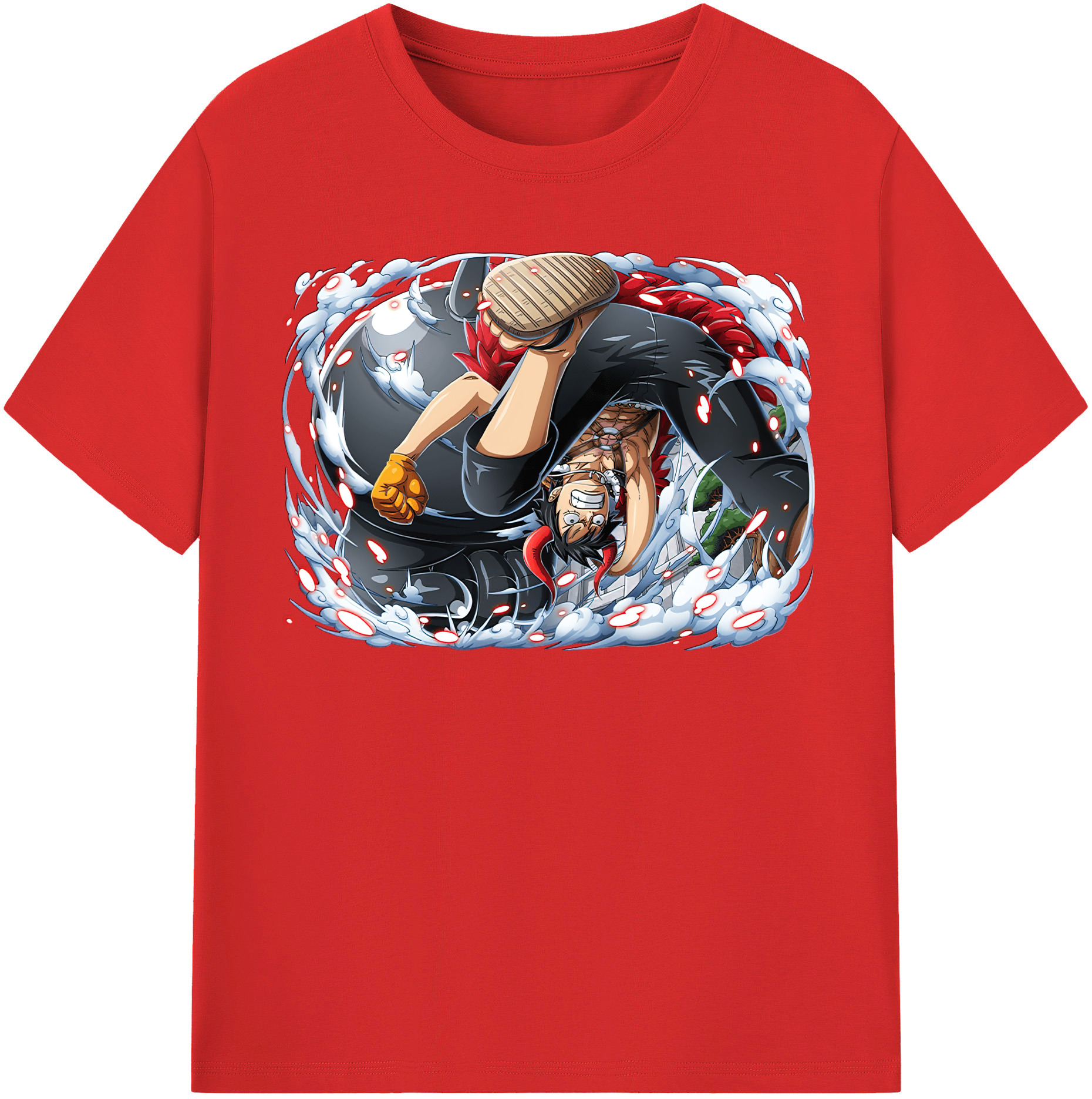 ワンピース モンキー・D・ルフィ ONE PIECE Monkey D. Luffy 綿100％半袖Tシャツ（フロントプリント）