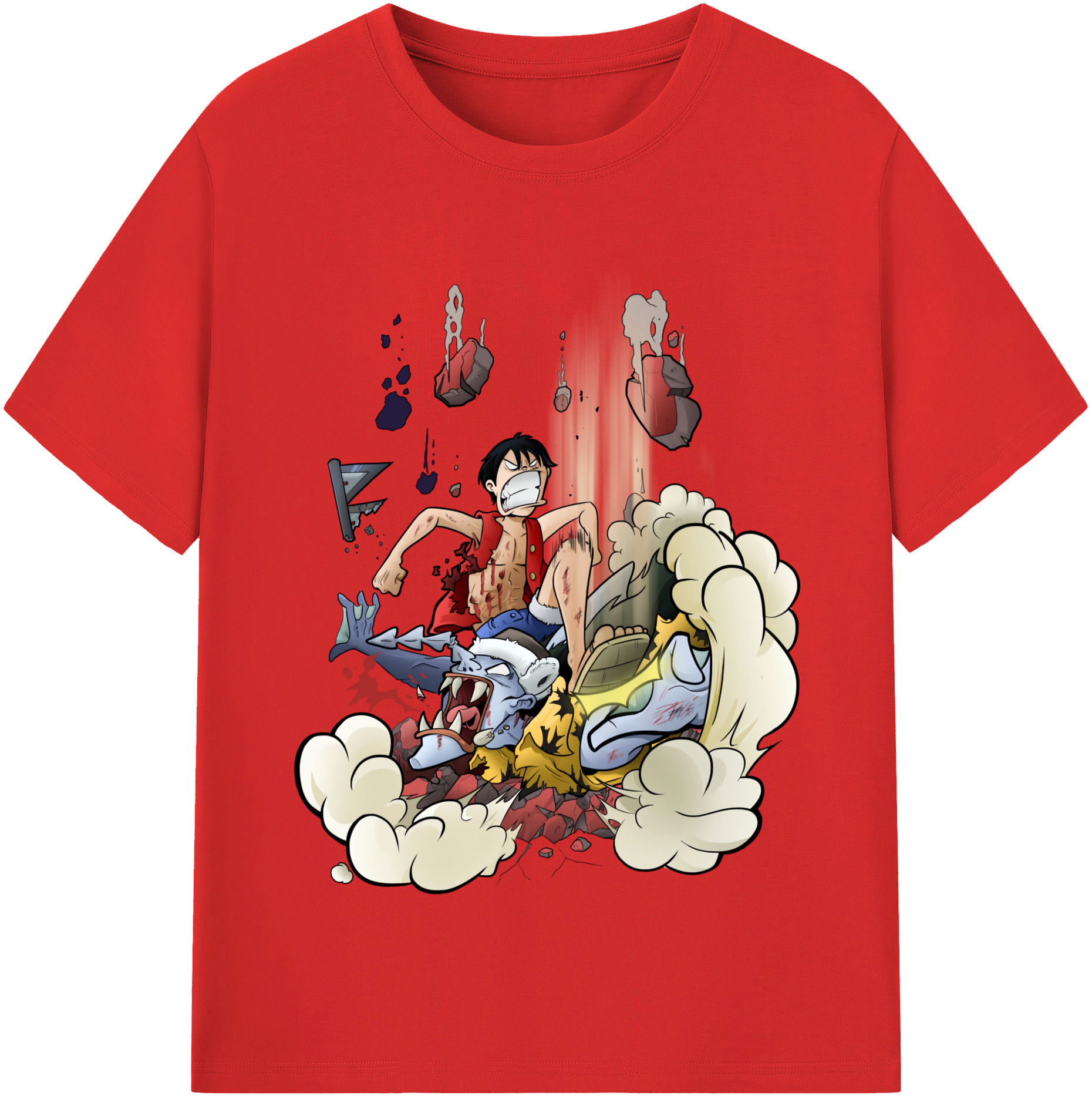 ワンピース モンキー・D・ルフィ ONE PIECE Monkey D. Luffy 綿100％半袖Tシャツ（フロントプリント）