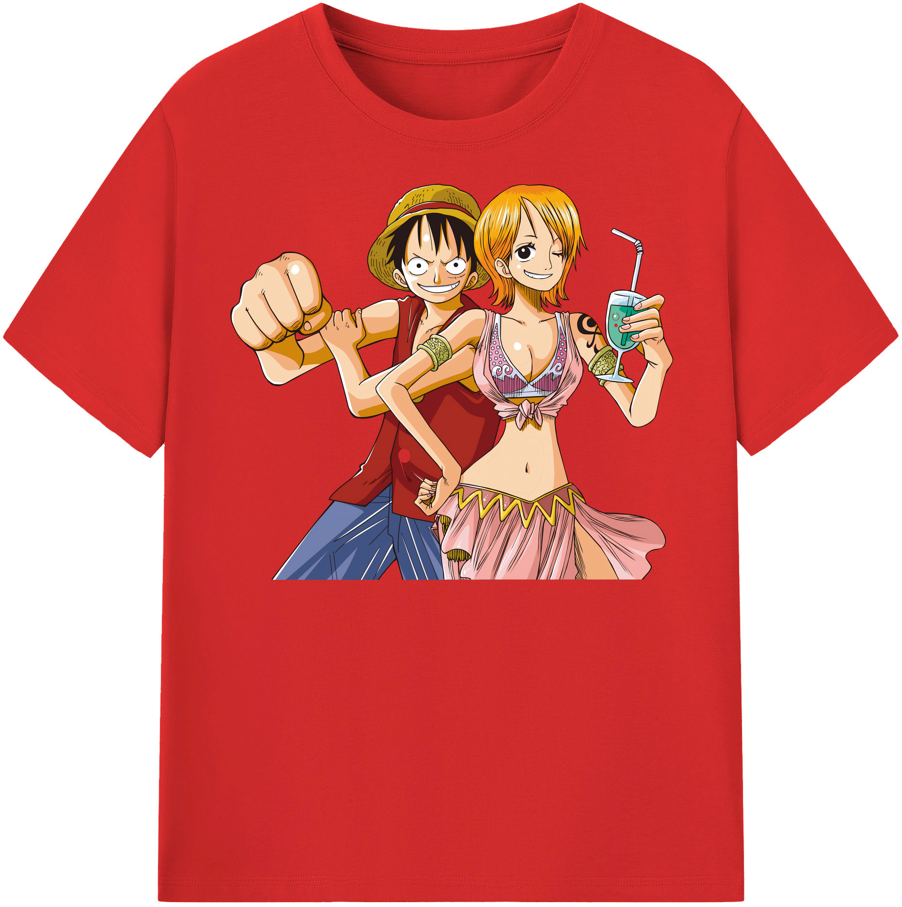 ワンピース モンキー・D・ルフィ ONE PIECE Monkey D. Luffy 綿100％半袖Tシャツ（フロントプリント）