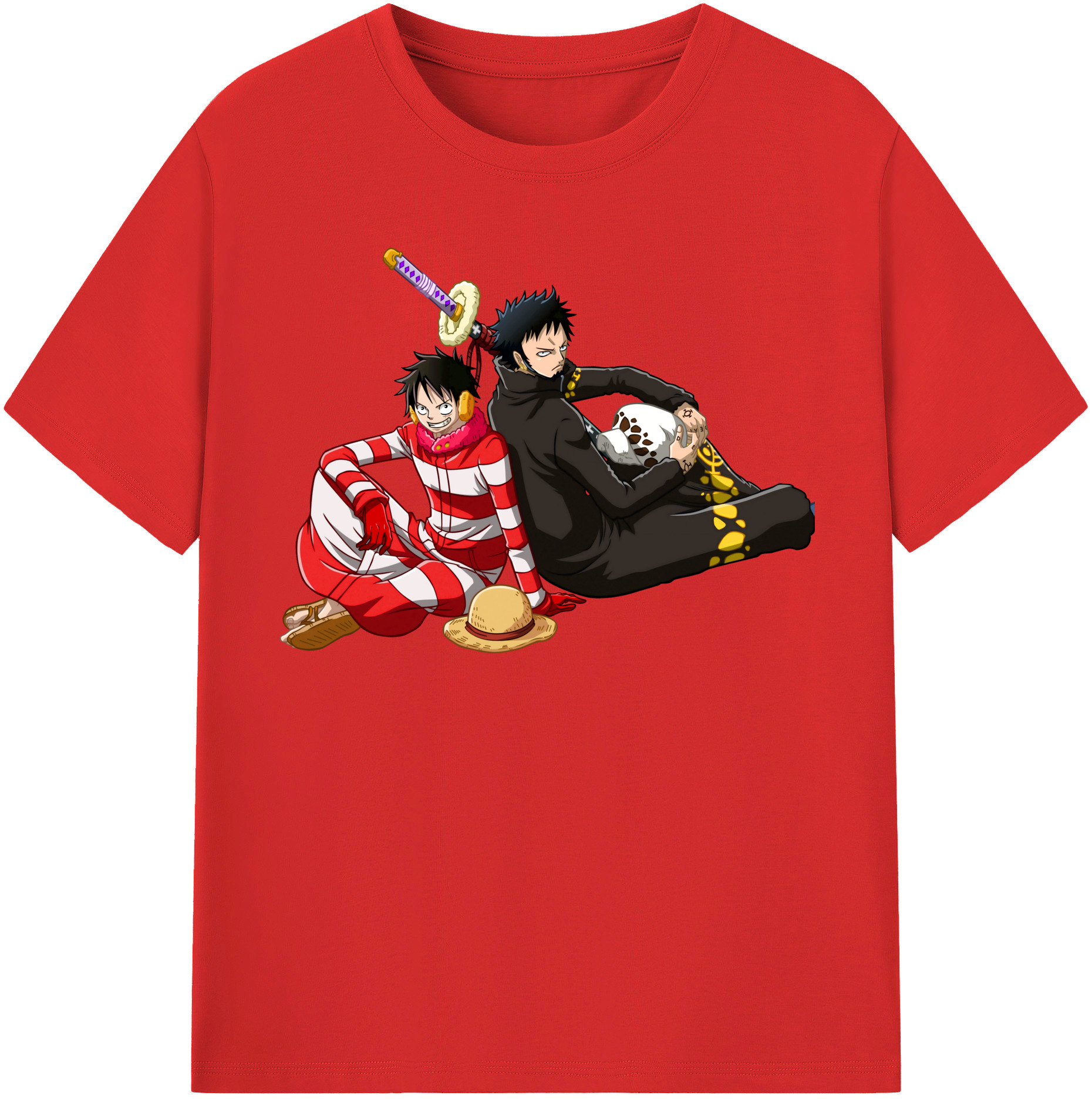 ワンピース モンキー・D・ルフィ ONE PIECE Monkey D. Luffy 綿100％半袖Tシャツ（フロントプリント）