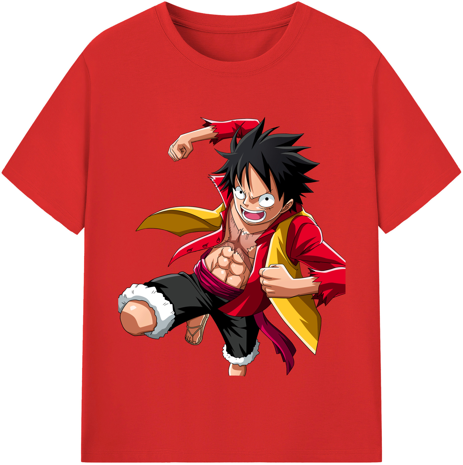 ワンピース モンキー・D・ルフィ ONE PIECE Monkey D. Luffy 綿100％半袖Tシャツ（フロントプリント）