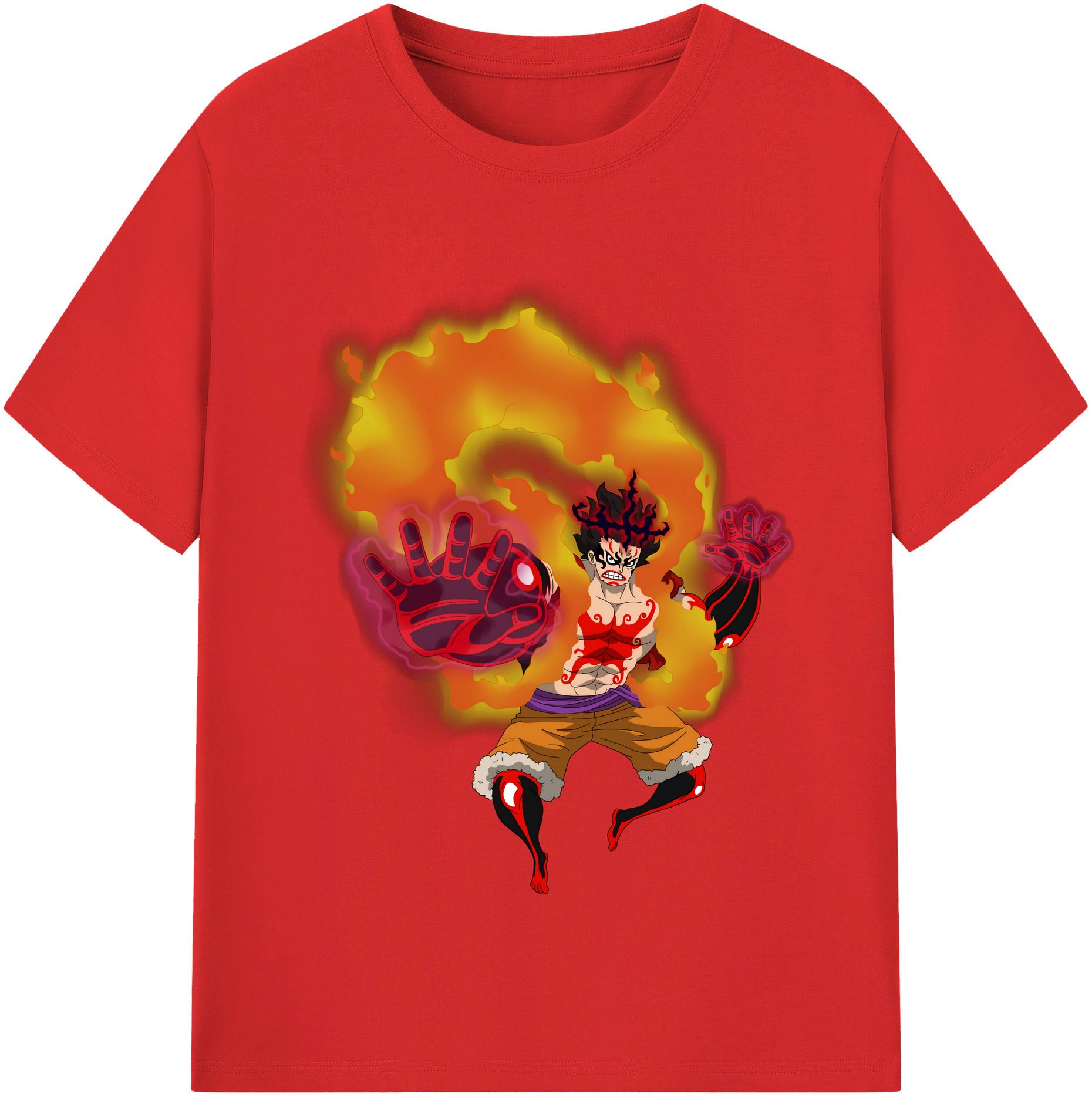 ワンピース モンキー・D・ルフィ ONE PIECE Monkey D. Luffy 綿100％半袖Tシャツ（フロントプリント）