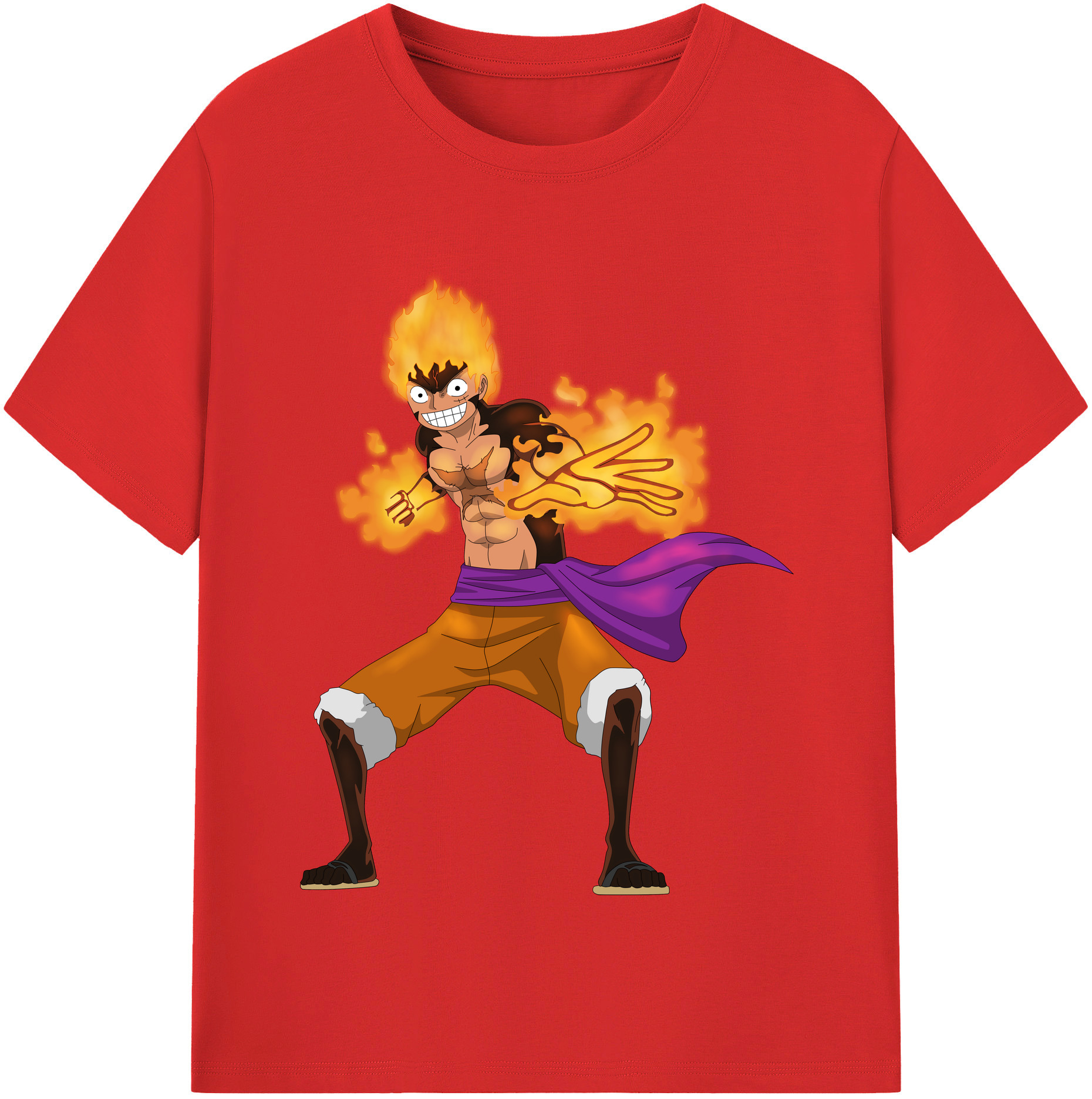 ワンピース モンキー・D・ルフィ ONE PIECE Monkey D. Luffy 綿100％半袖Tシャツ（フロントプリント）