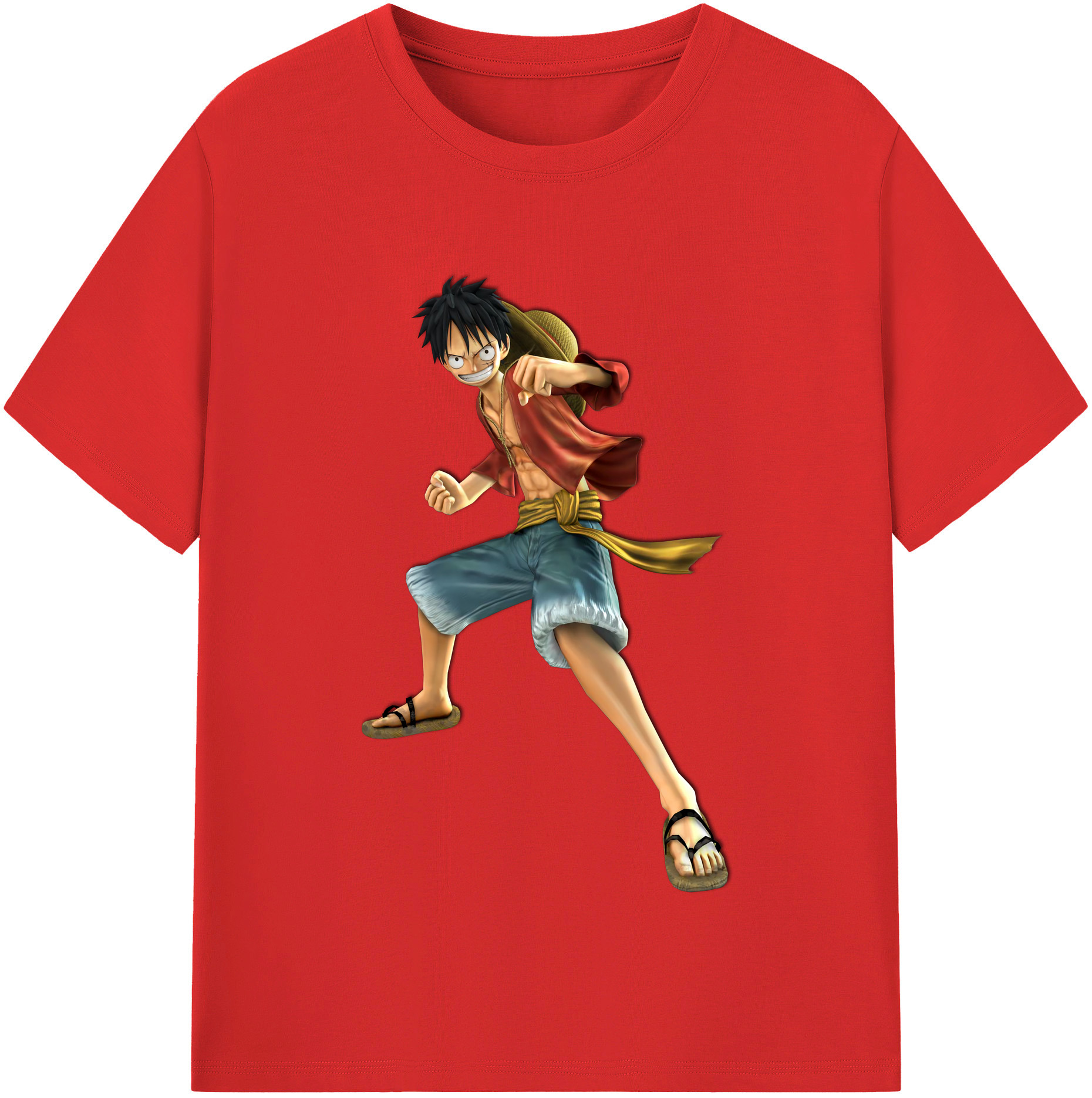 ワンピース モンキー・D・ルフィ ONE PIECE Monkey D. Luffy 綿100％半袖Tシャツ（フロントプリント）