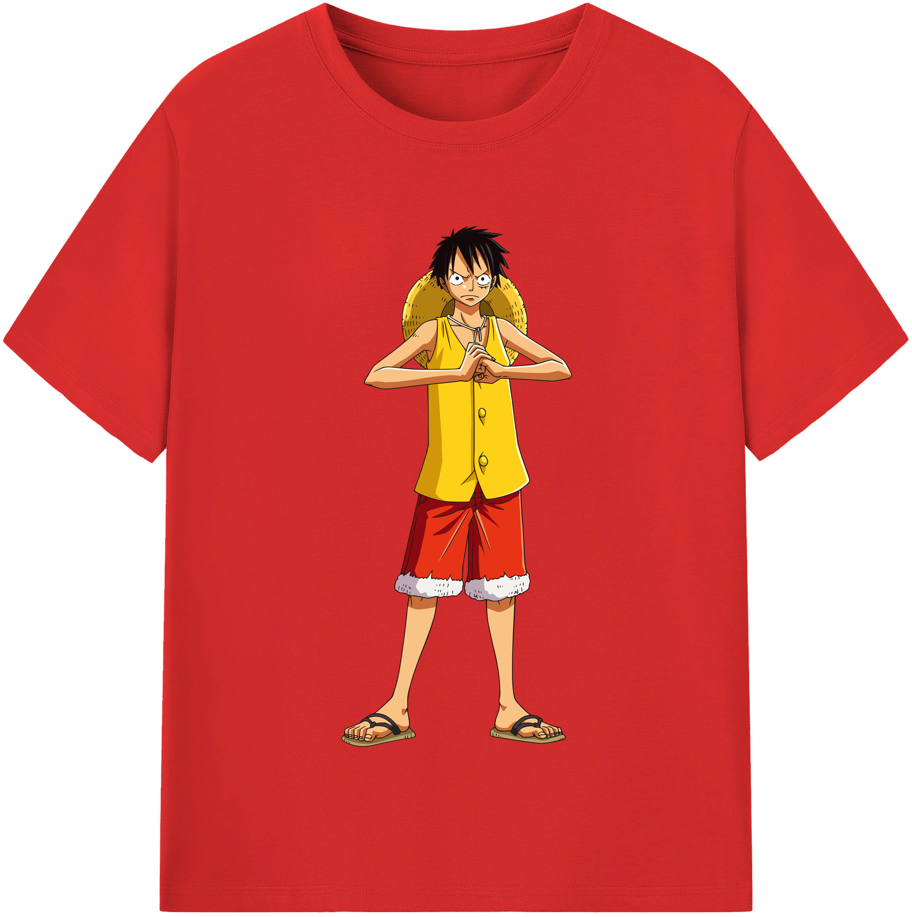ワンピース モンキー・D・ルフィ ONE PIECE Monkey D. Luffy 綿100％半袖Tシャツ（フロントプリント）