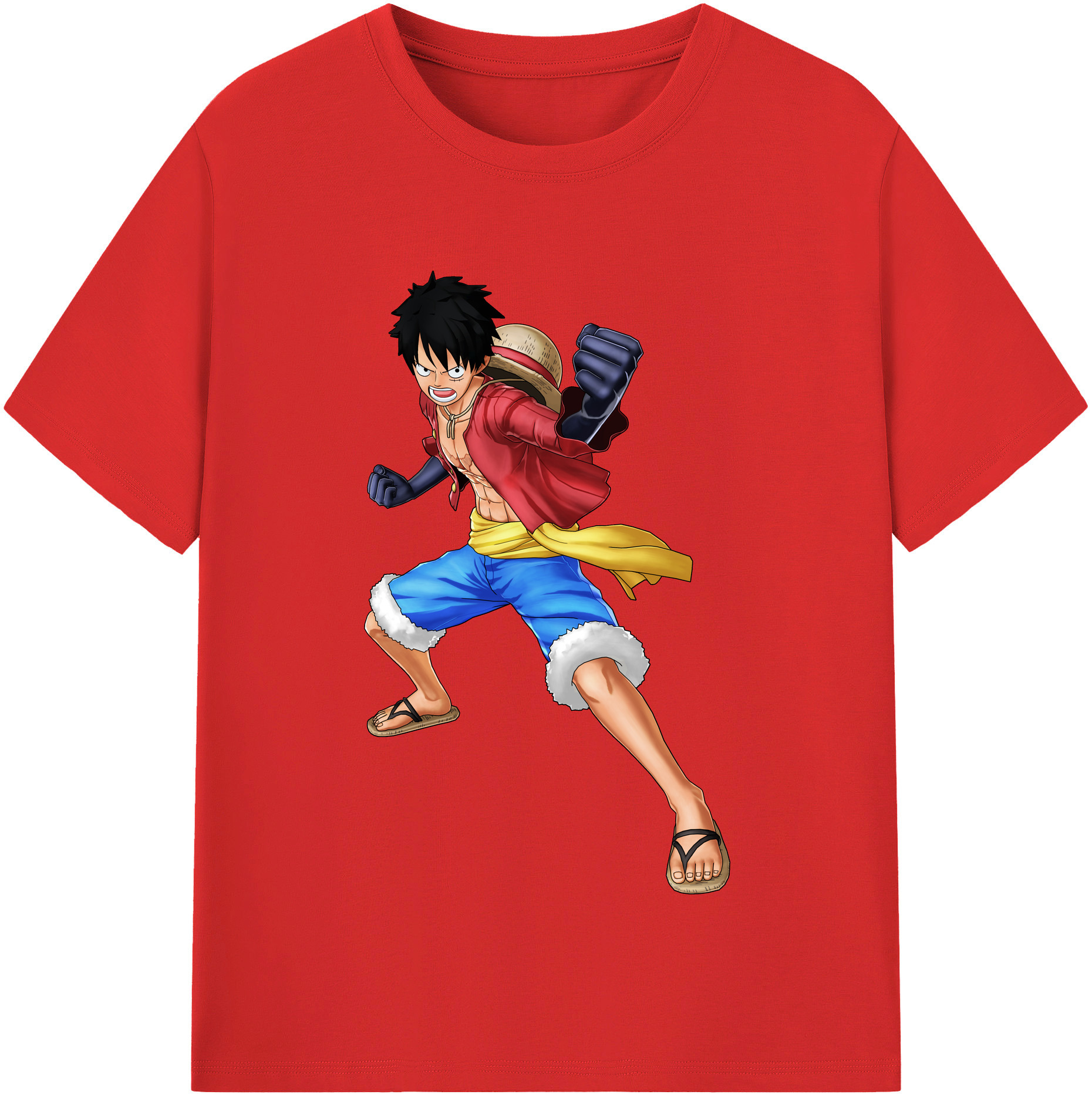 ワンピース モンキー・D・ルフィ ONE PIECE Monkey D. Luffy 綿100％半袖Tシャツ（フロントプリント）