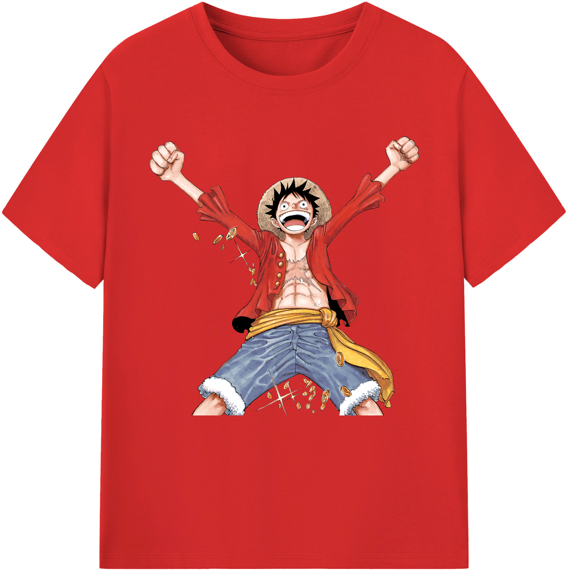 ワンピース モンキー・D・ルフィ ONE PIECE Monkey D. Luffy 綿100％半袖Tシャツ（フロントプリント）