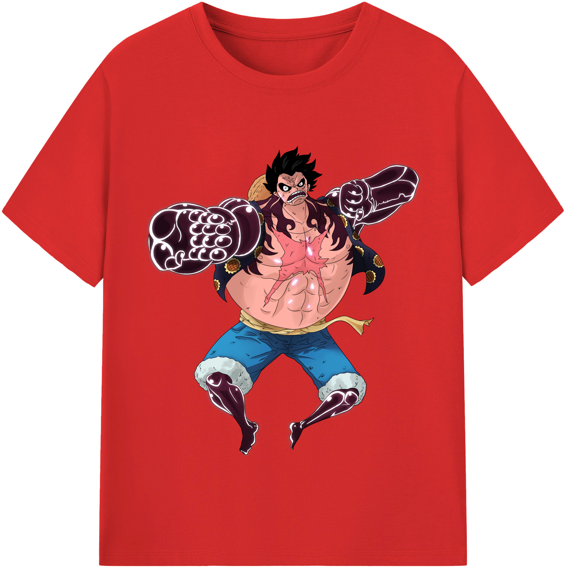 ワンピース モンキー・D・ルフィ ONE PIECE Monkey D. Luffy 綿100％半袖Tシャツ（フロントプリント）