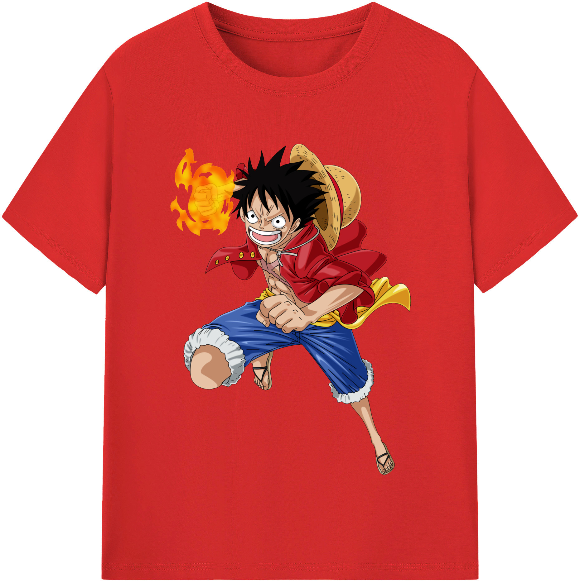 ワンピース モンキー・D・ルフィ ONE PIECE Monkey D. Luffy 綿100％半袖Tシャツ（フロントプリント）