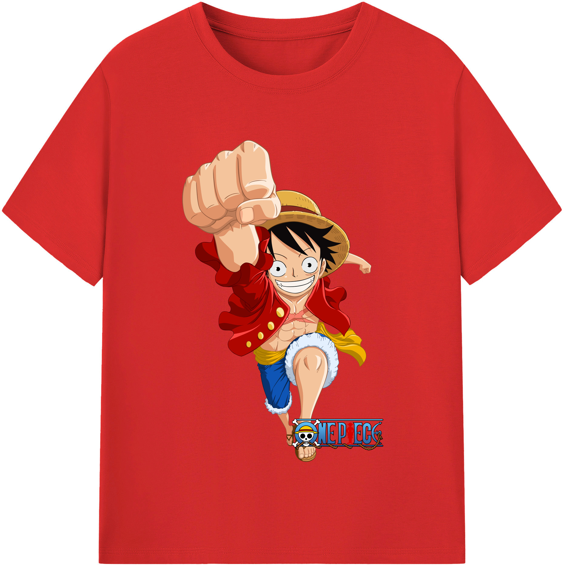 ワンピース モンキー・D・ルフィ ONE PIECE Monkey D. Luffy 綿100％半袖Tシャツ（フロントプリント）