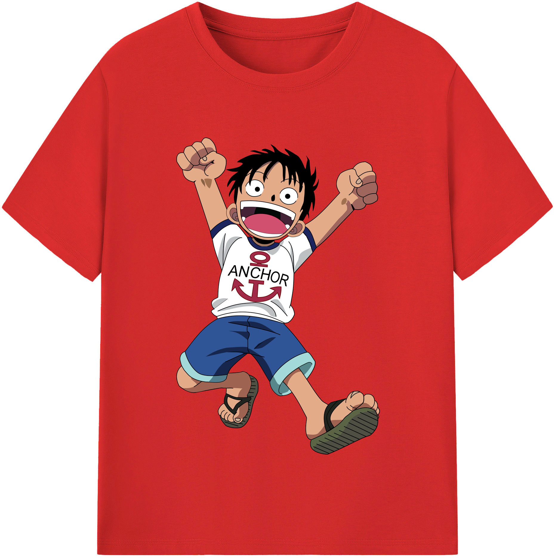 ワンピース モンキー・D・ルフィ ONE PIECE Monkey D. Luffy 綿100％半袖Tシャツ（フロントプリント）