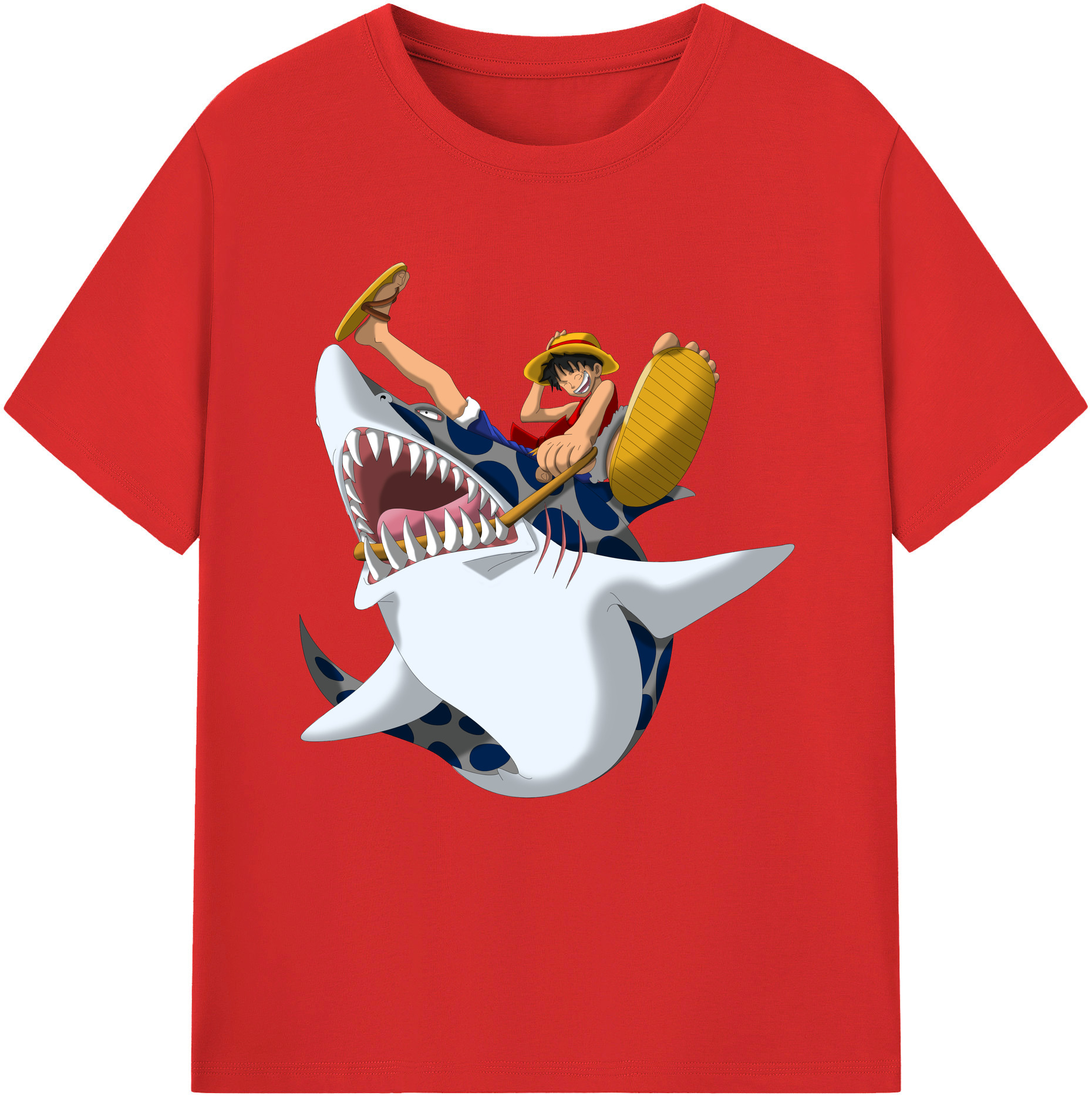 ワンピース モンキー・D・ルフィ ONE PIECE Monkey D. Luffy 綿100％半袖Tシャツ（フロントプリント）