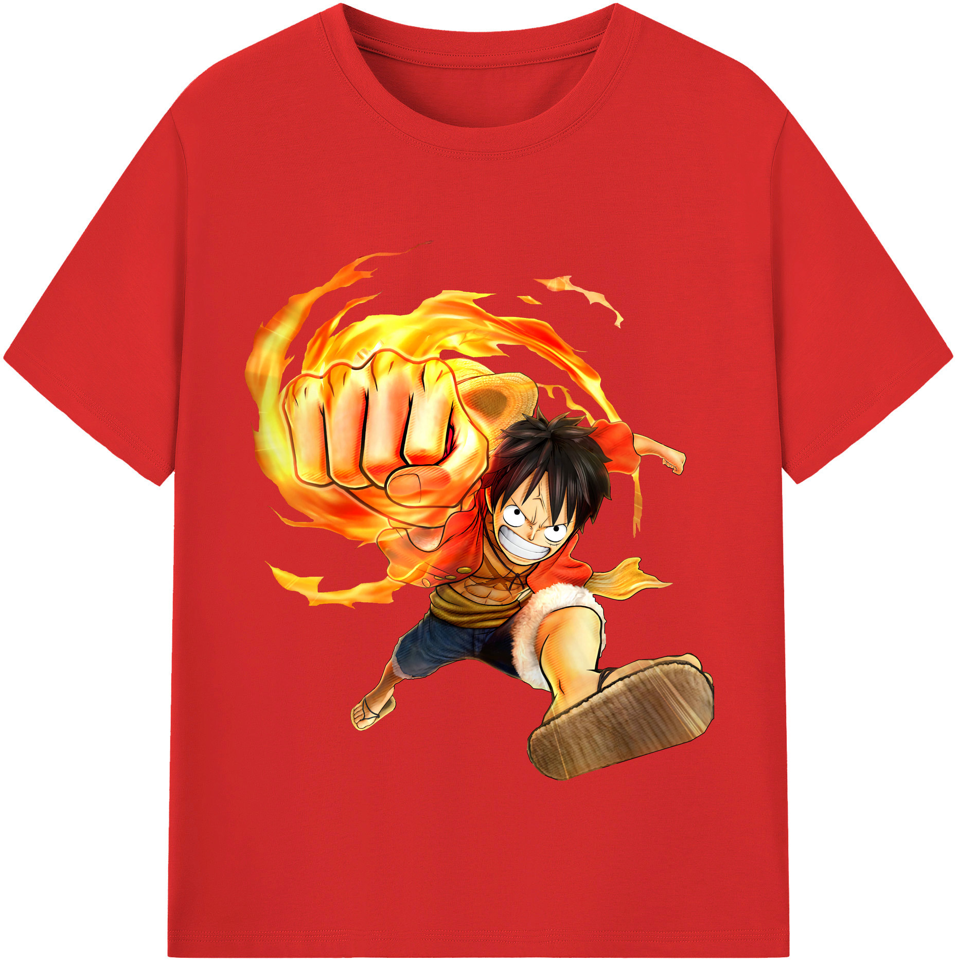 ワンピース モンキー・D・ルフィ ONE PIECE Monkey D. Luffy 綿100％半袖Tシャツ（フロントプリント）