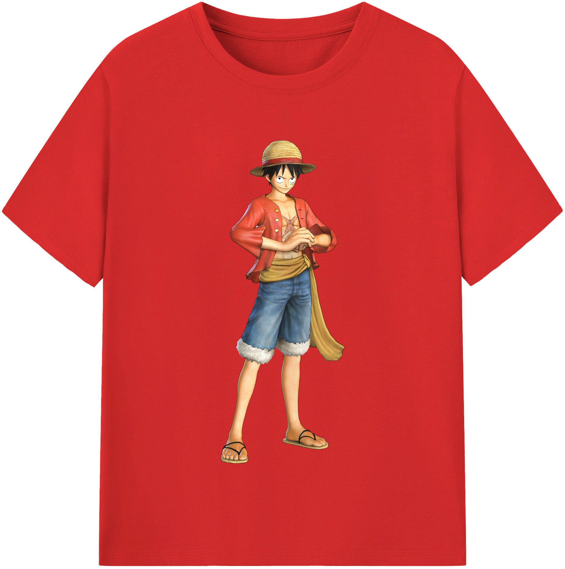 ワンピース モンキー・D・ルフィ ONE PIECE Monkey D. Luffy 綿100％半袖Tシャツ（フロントプリント）