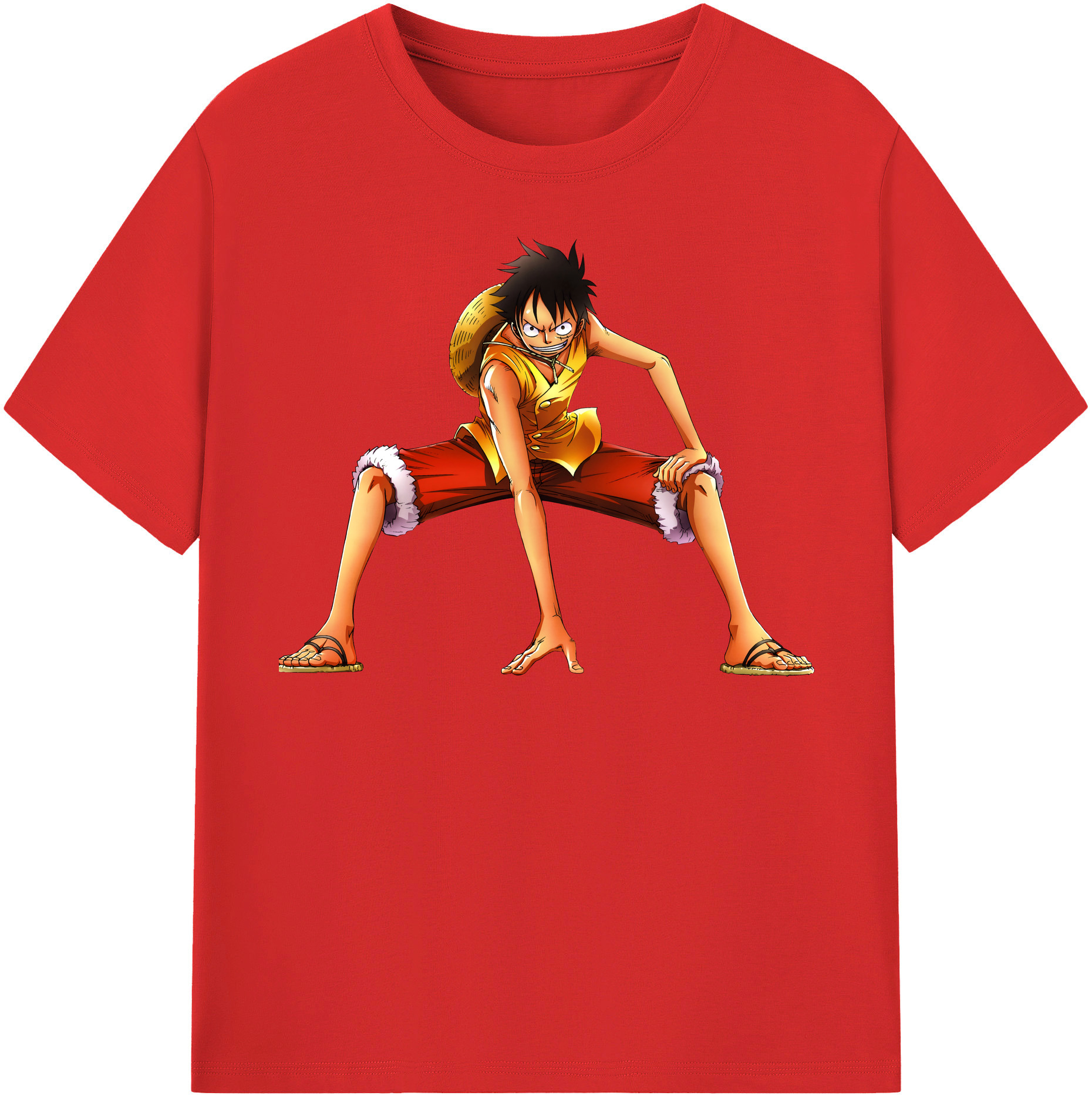 ワンピース モンキー・D・ルフィ ONE PIECE Monkey D. Luffy 綿100％半袖Tシャツ（フロントプリント）