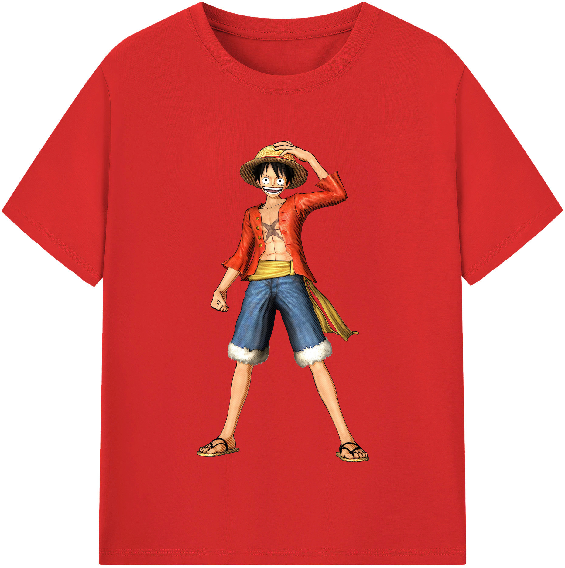 ワンピース モンキー・D・ルフィ ONE PIECE Monkey D. Luffy 綿100％半袖Tシャツ（フロントプリント）
