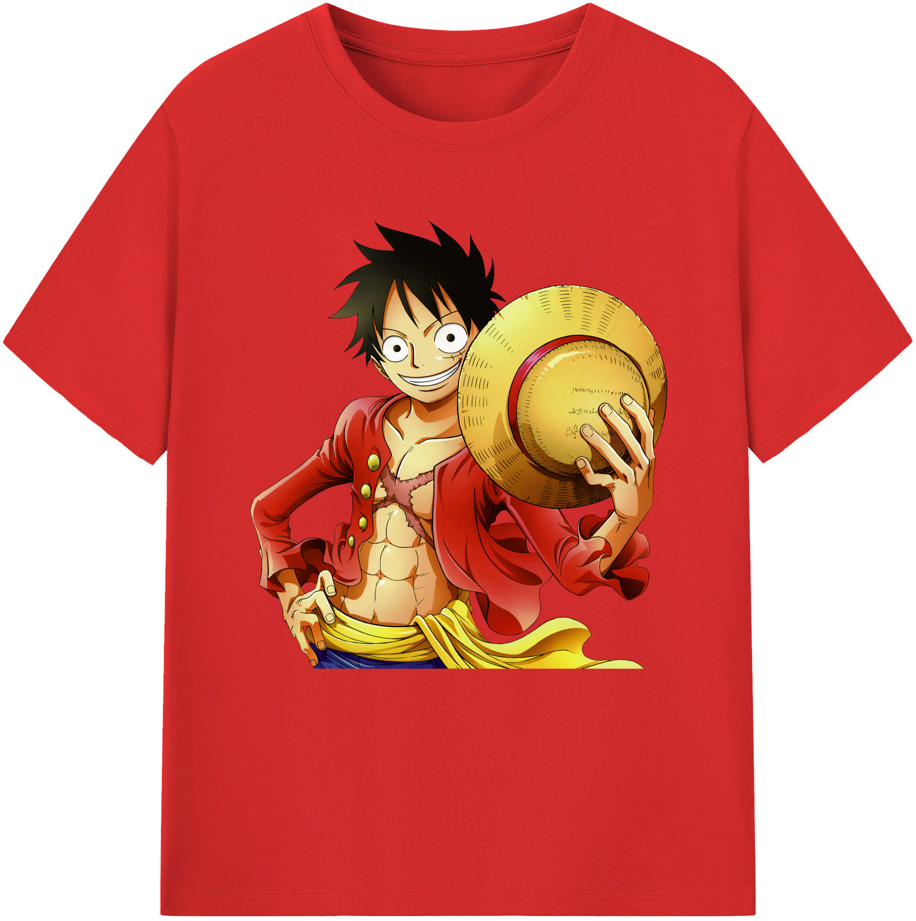 ワンピース モンキー・D・ルフィ ONE PIECE Monkey D. Luffy 綿100％半袖Tシャツ（フロントプリント）