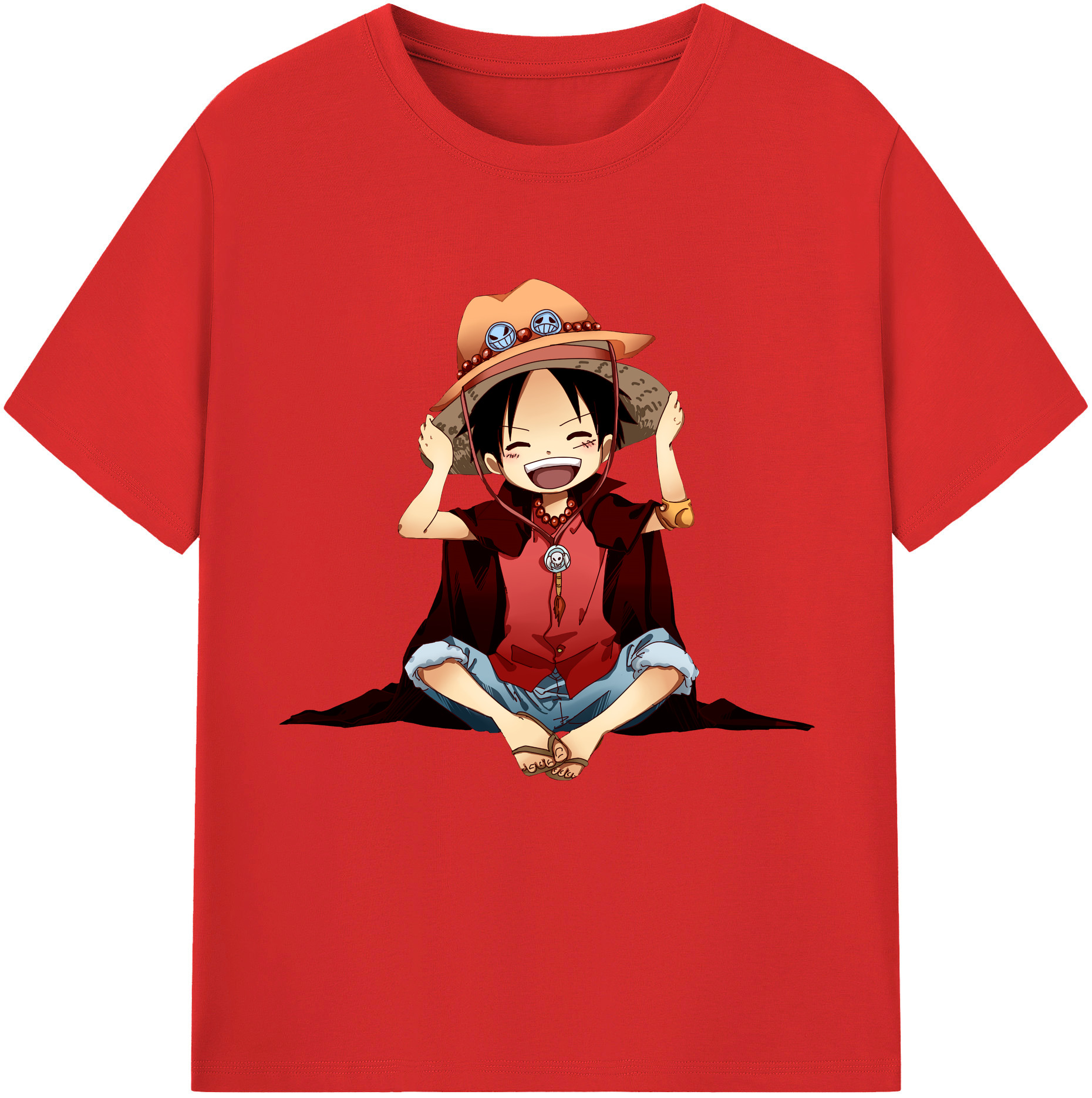 ワンピース モンキー・D・ルフィ ONE PIECE Monkey D. Luffy 綿100％半袖Tシャツ（フロントプリント）
