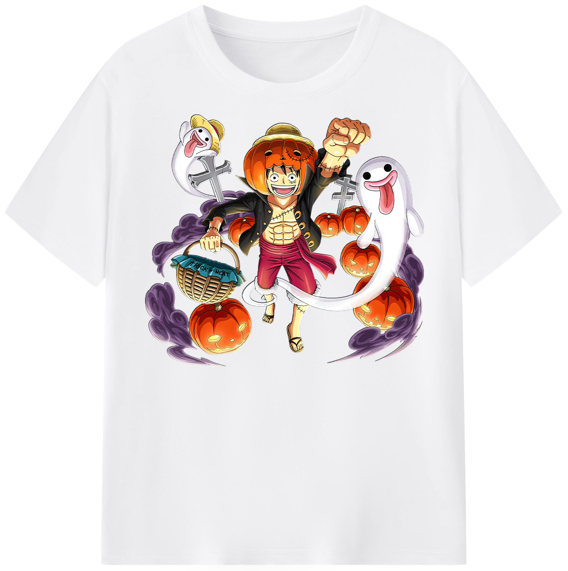 ワンピース モンキー・D・ルフィ ONE PIECE Monkey D. Luffy 綿100％半袖Tシャツ（フロントプリント）