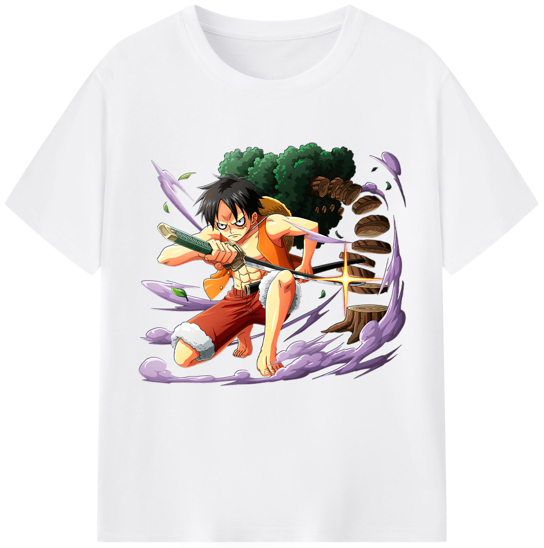 ワンピース モンキー・D・ルフィ ONE PIECE Monkey D. Luffy 綿100％半袖Tシャツ（フロントプリント）