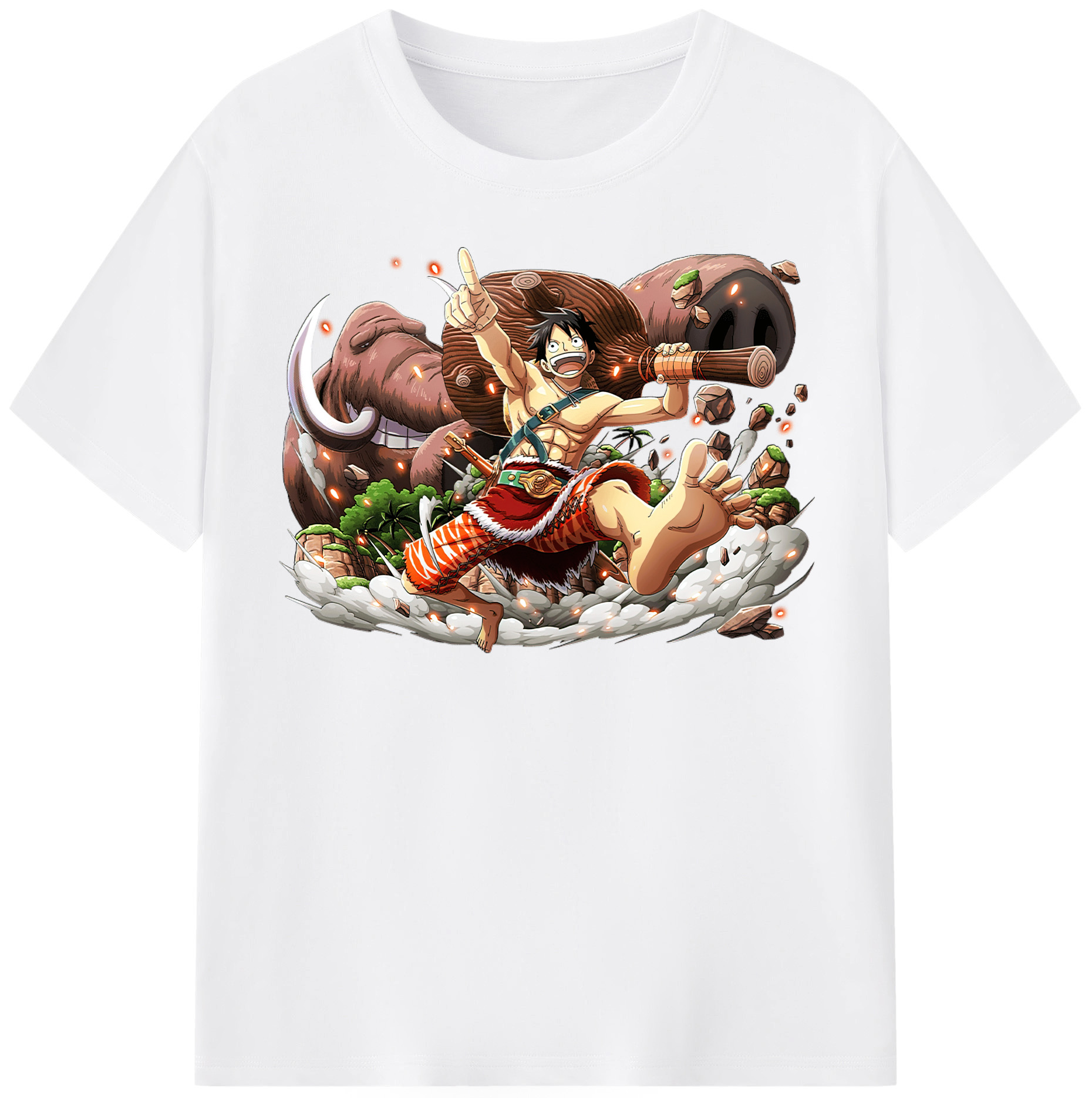 ワンピース モンキー・D・ルフィ ONE PIECE Monkey D. Luffy 綿100％半袖Tシャツ（フロントプリント）