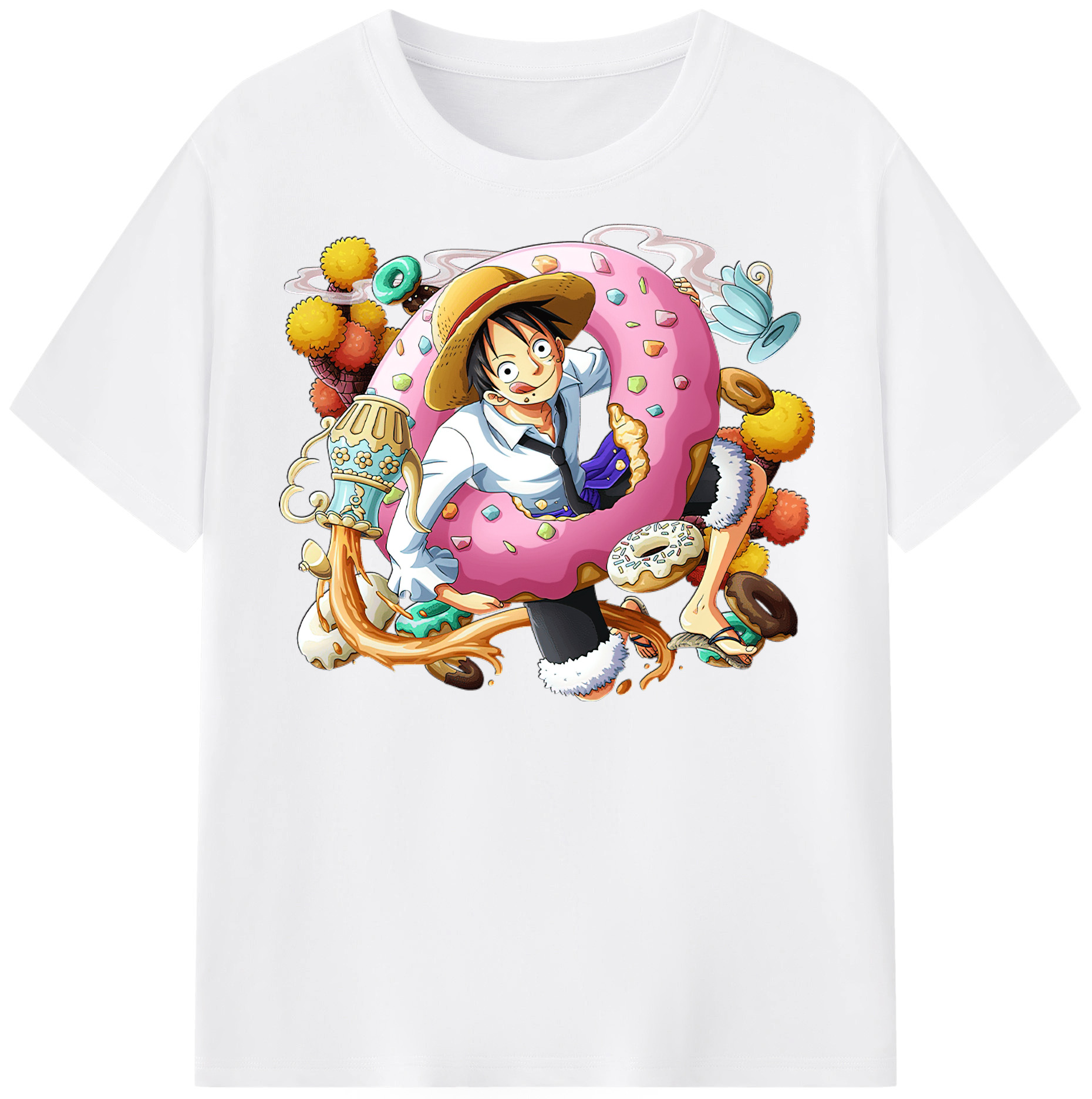 ワンピース モンキー・D・ルフィ ONE PIECE Monkey D. Luffy 綿100％半袖Tシャツ（フロントプリント）
