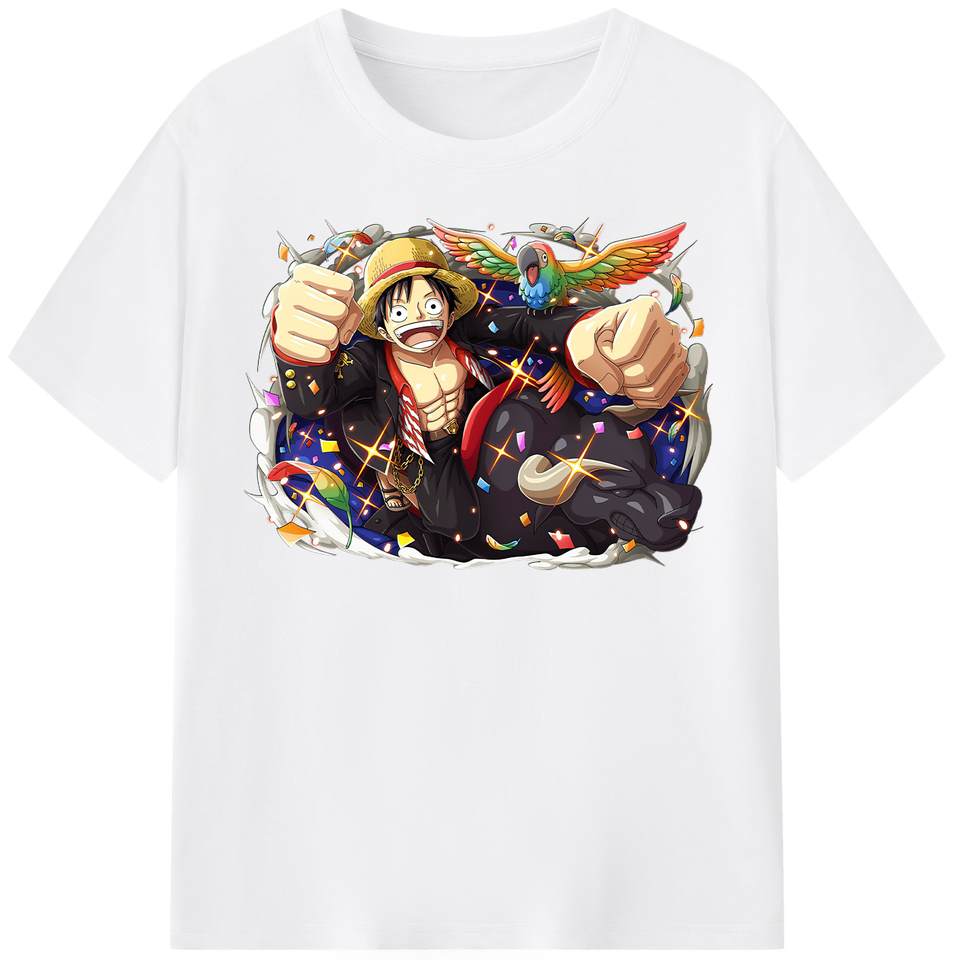 ワンピース モンキー・D・ルフィ ONE PIECE Monkey D. Luffy 綿100％半袖Tシャツ（フロントプリント）