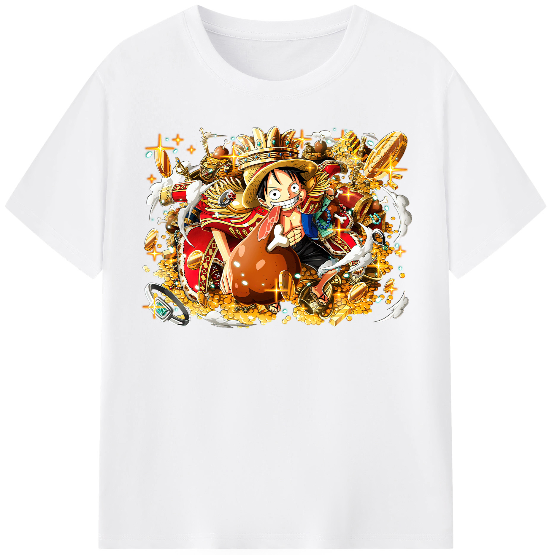 ワンピース モンキー・D・ルフィ ONE PIECE Monkey D. Luffy 綿100％半袖Tシャツ（フロントプリント）