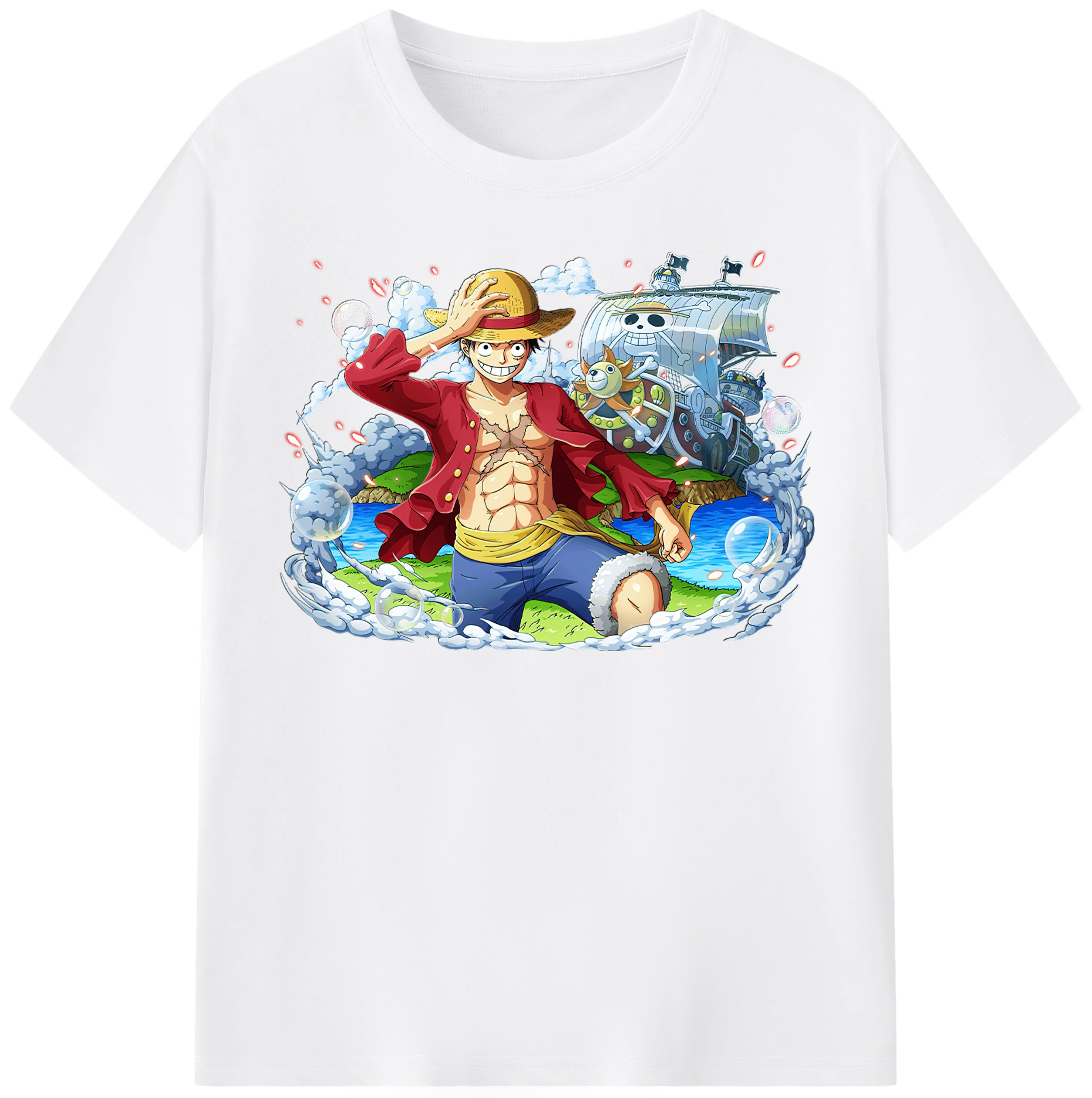 ワンピース モンキー・D・ルフィ ONE PIECE Monkey D. Luffy 綿100％半袖Tシャツ（フロントプリント）