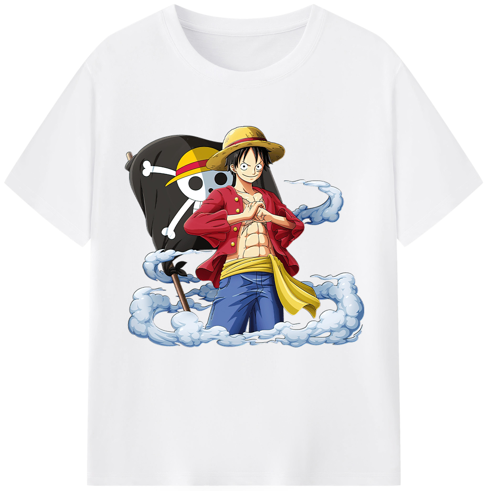 ワンピース モンキー・D・ルフィ ONE PIECE Monkey D. Luffy 綿100％半袖Tシャツ（フロントプリント）