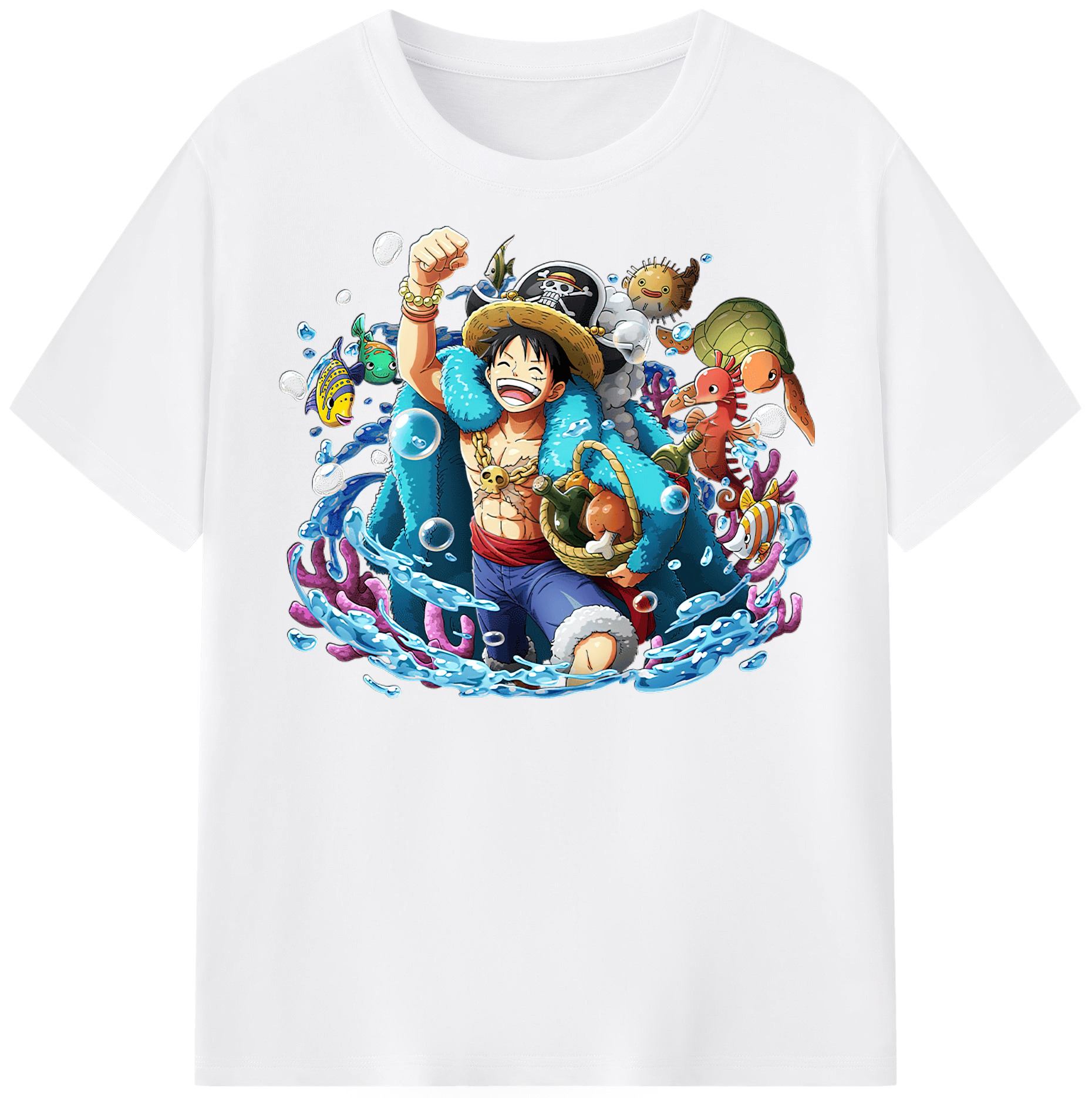 ワンピース モンキー・D・ルフィ ONE PIECE Monkey D. Luffy 綿100％半袖Tシャツ（フロントプリント）
