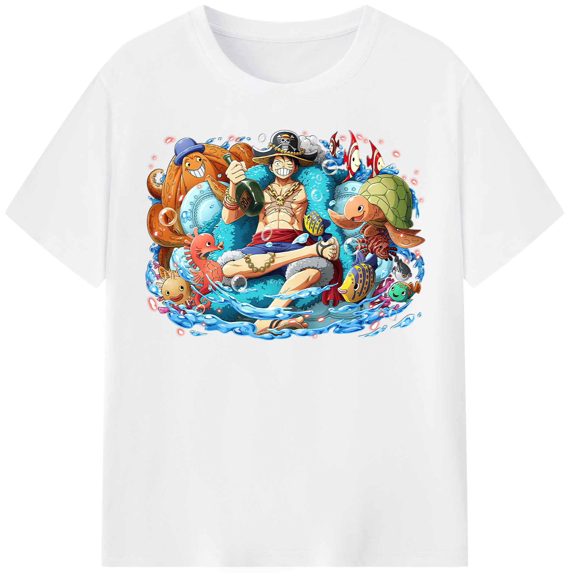 ワンピース モンキー・D・ルフィ ONE PIECE Monkey D. Luffy 綿100％半袖Tシャツ（フロントプリント）