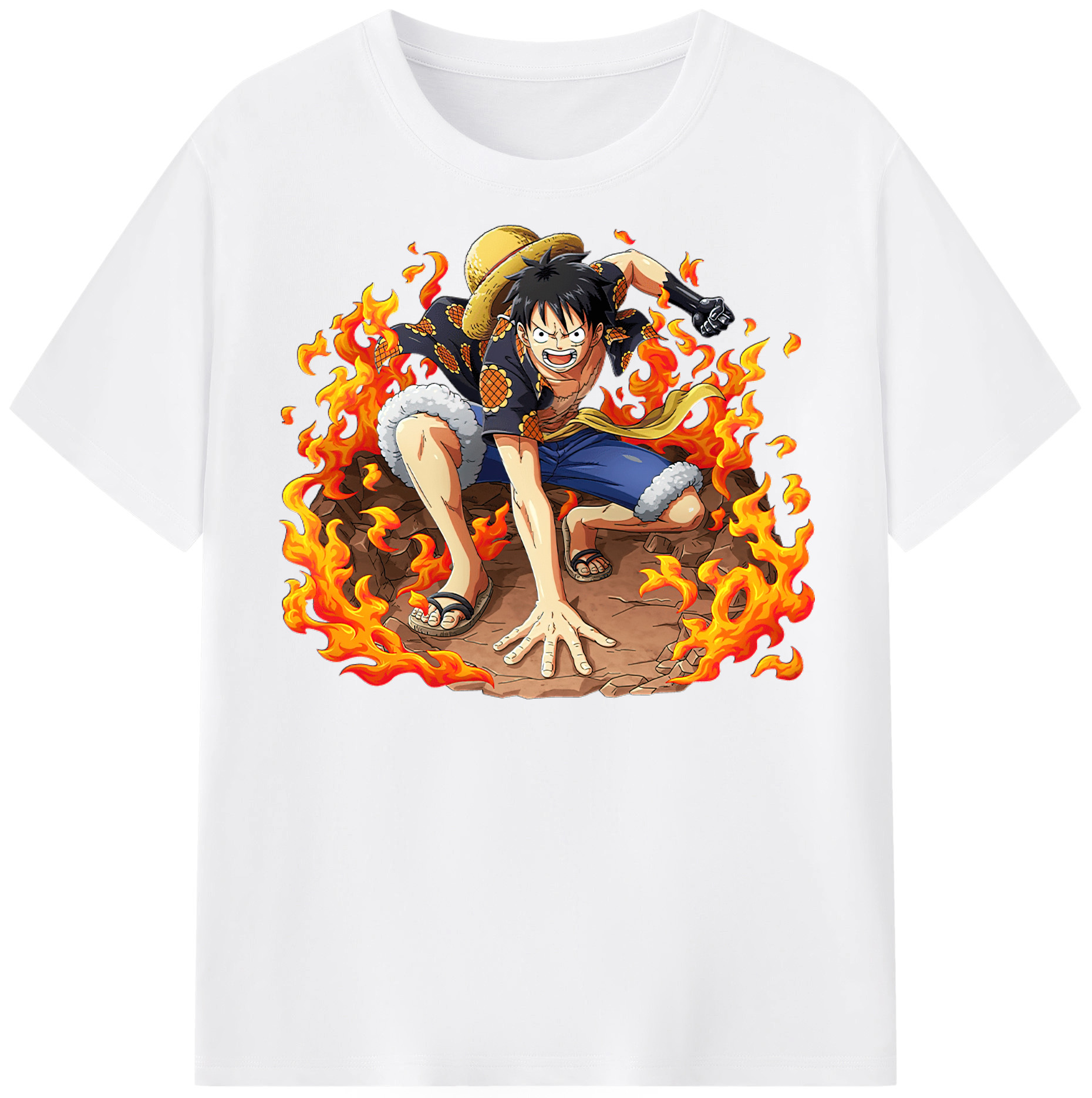 ワンピース モンキー・D・ルフィ ONE PIECE Monkey D. Luffy 綿100％半袖Tシャツ（フロントプリント）