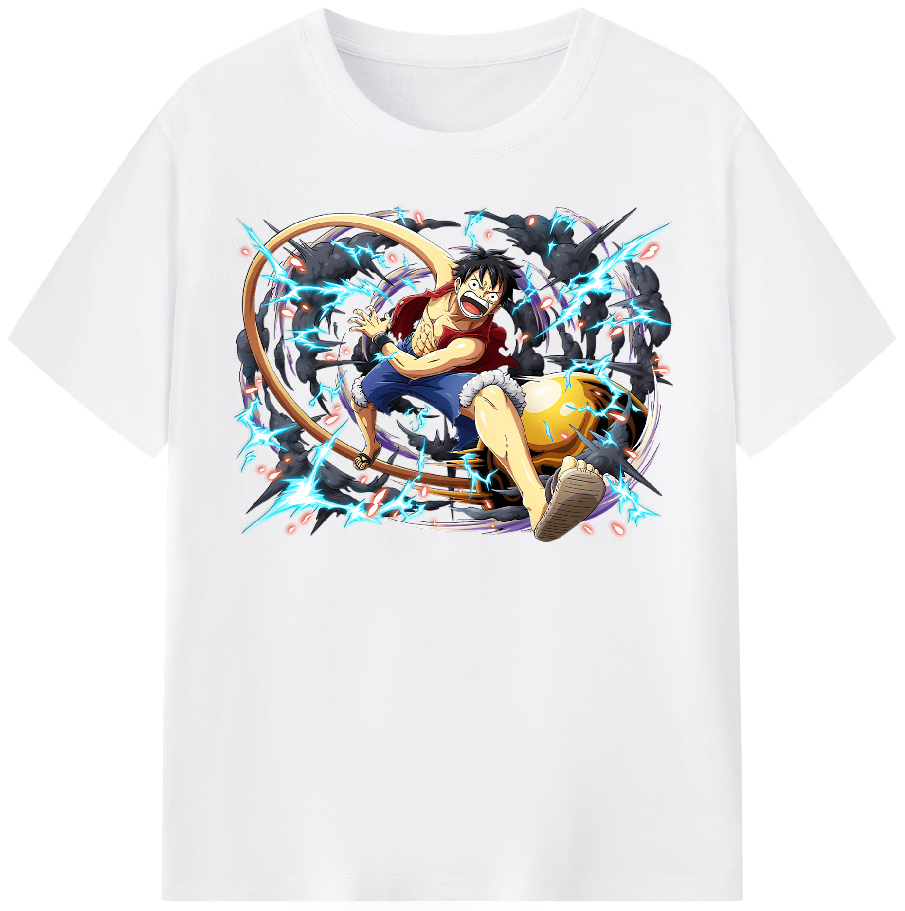 ワンピース モンキー・D・ルフィ ONE PIECE Monkey D. Luffy 綿100％半袖Tシャツ（フロントプリント）