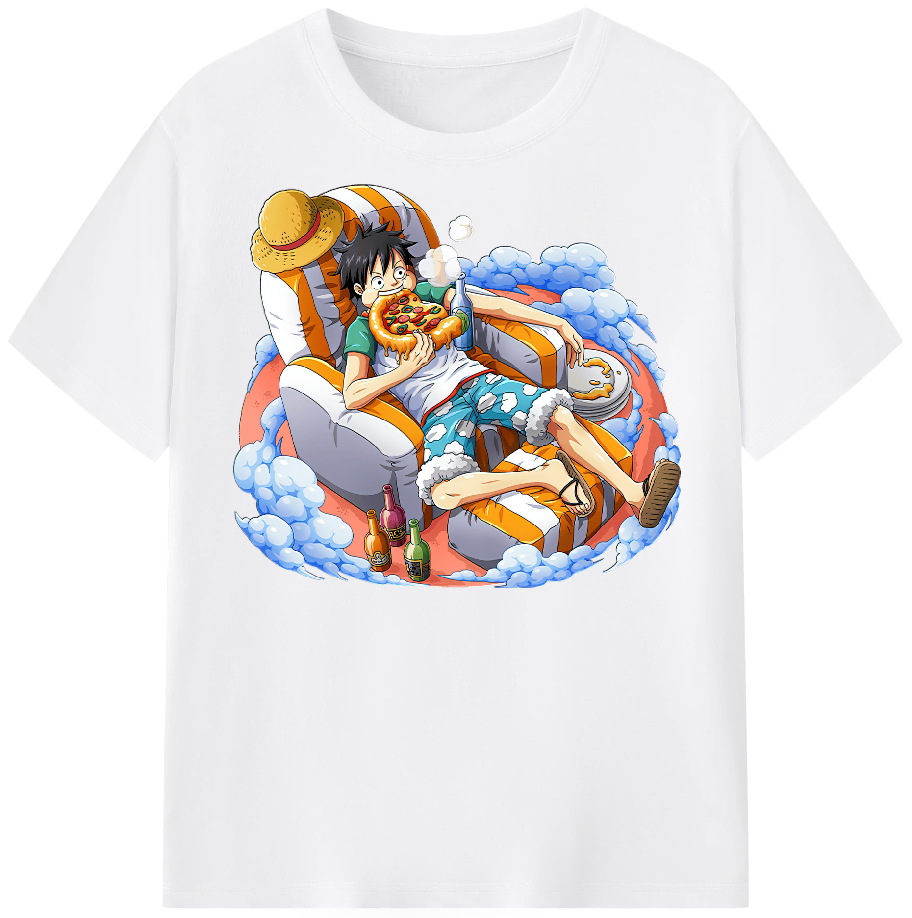 ワンピース モンキー・D・ルフィ ONE PIECE Monkey D. Luffy 綿100％半袖Tシャツ（フロントプリント）